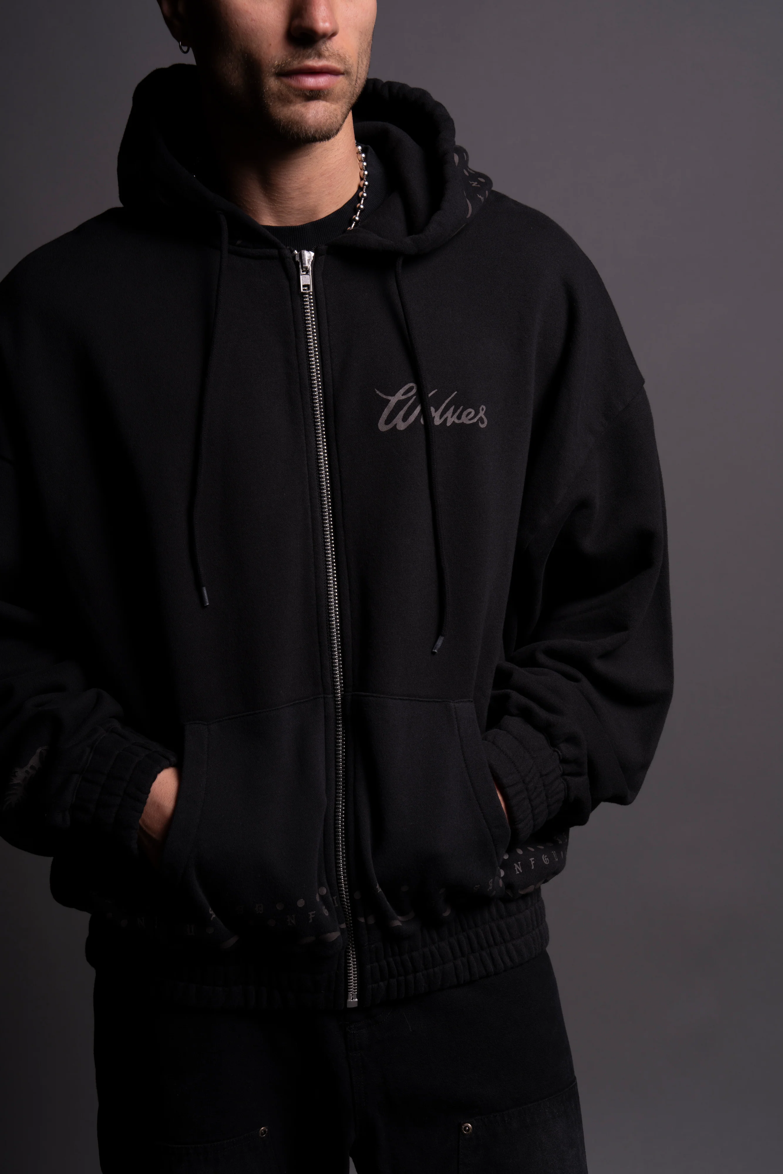 Western Wolves "Vintage Chambers" Zip Hoodie in Black - Image 6