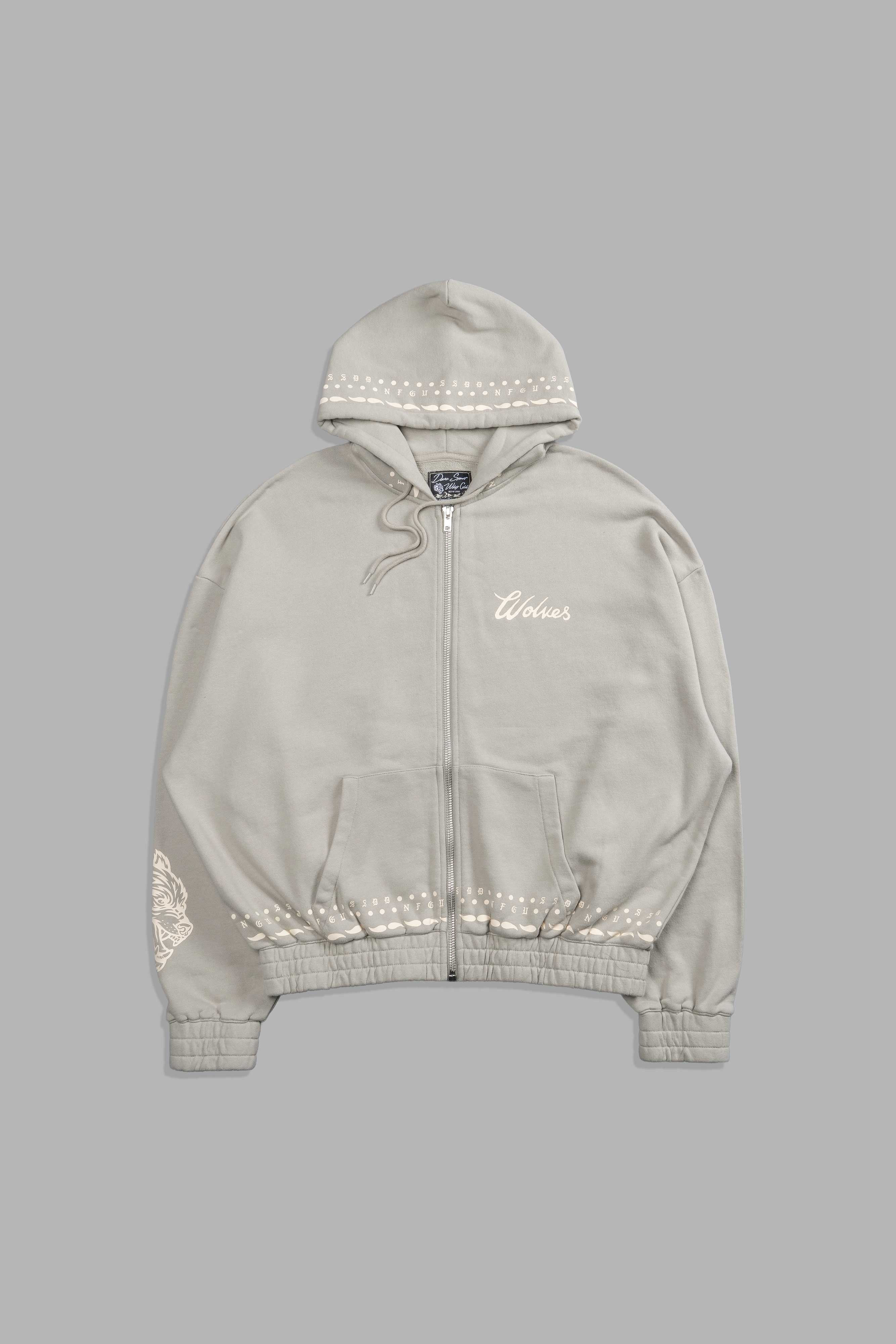 Western Wolves "Vintage Chambers" Zip Hoodie in Cactus Gray