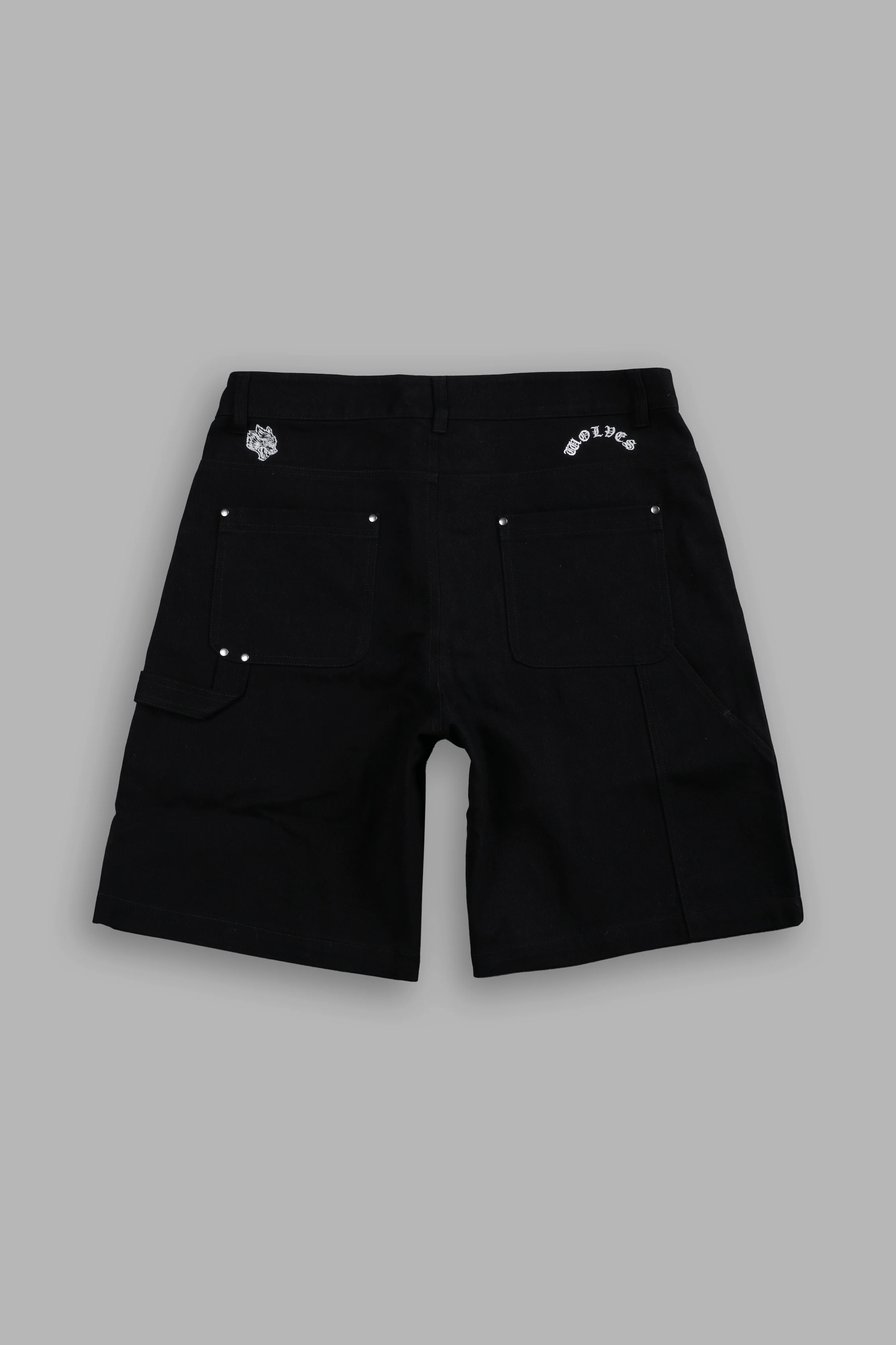 Wolf Chopper Oversized Carter Utility Shorts in Black - Image 2
