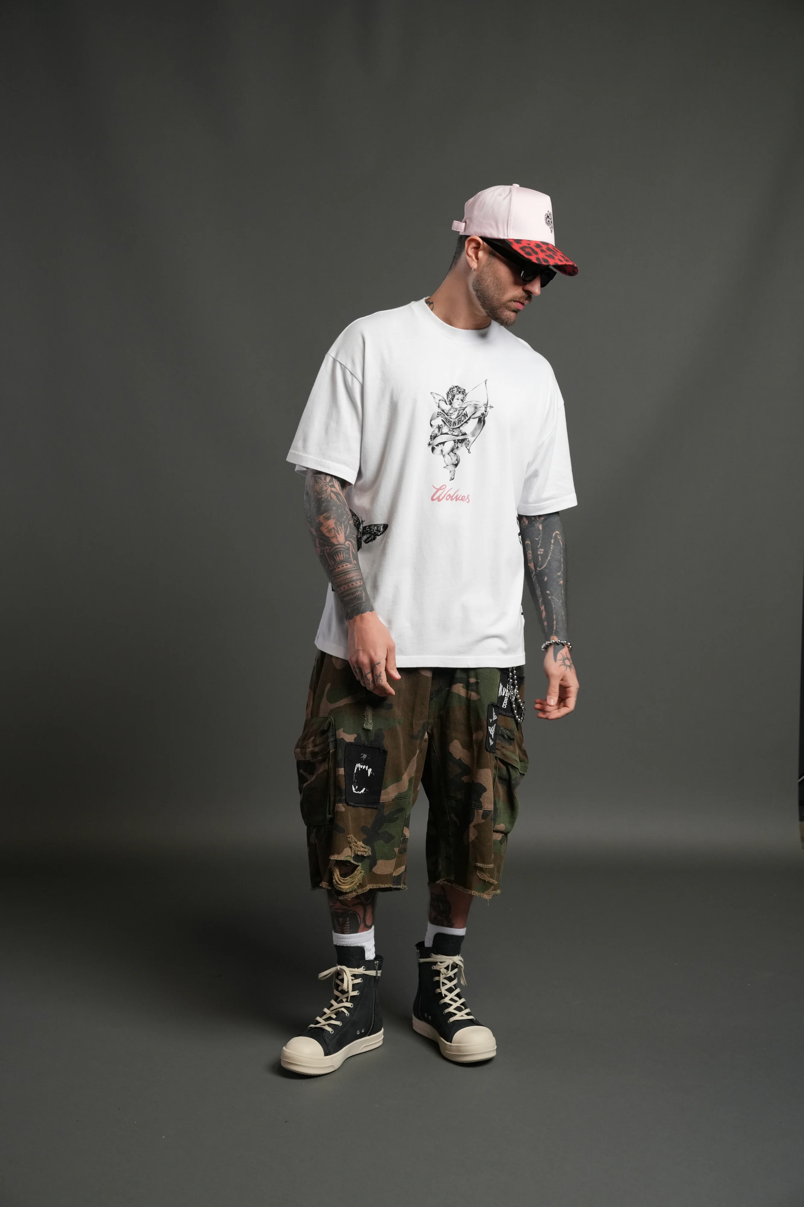 Wolf Head 5 Panel Hat in Cloud Pink/Red Leopard - Image 11