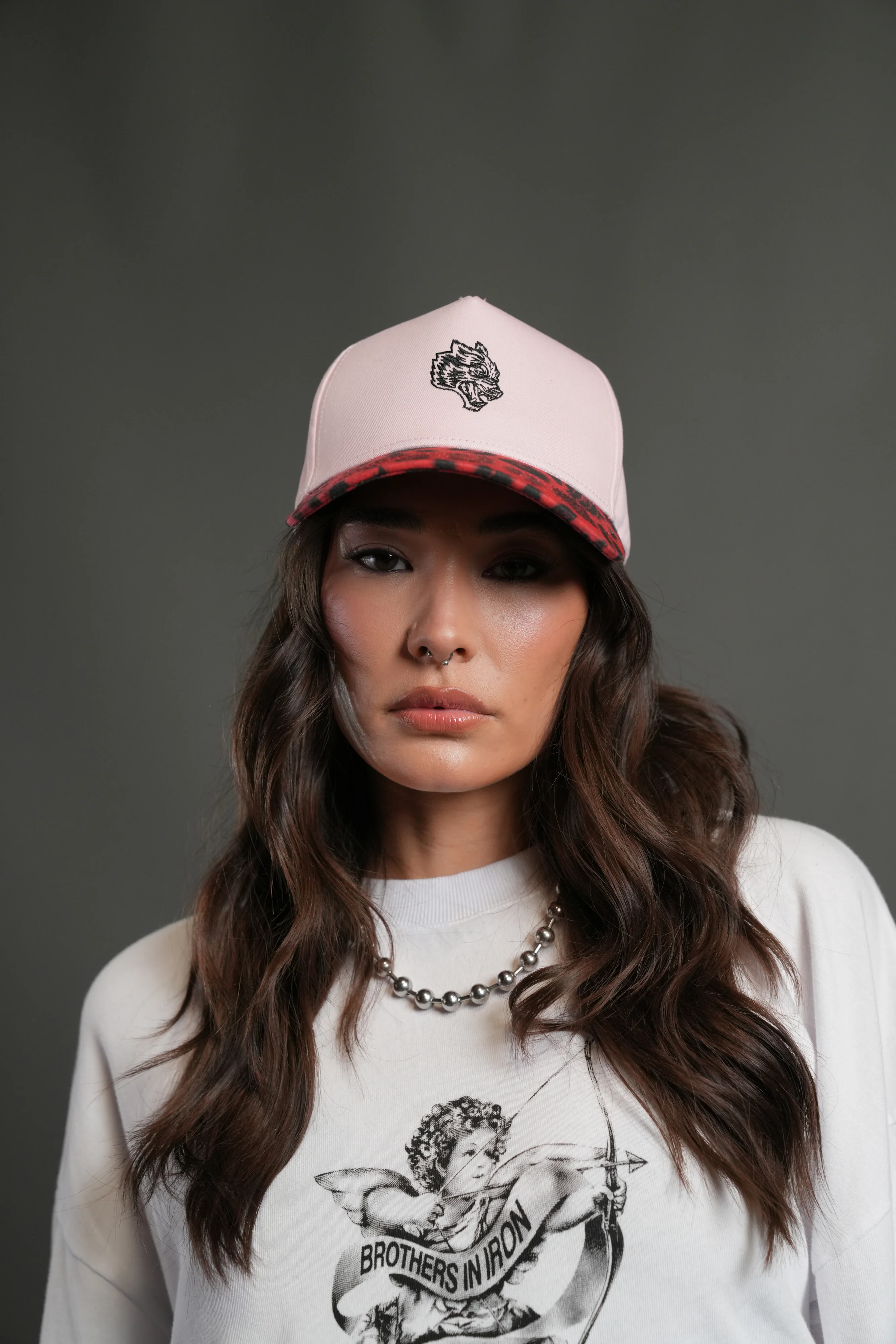 Wolf Head 5 Panel Hat in Cloud Pink/Red Leopard - Image 7