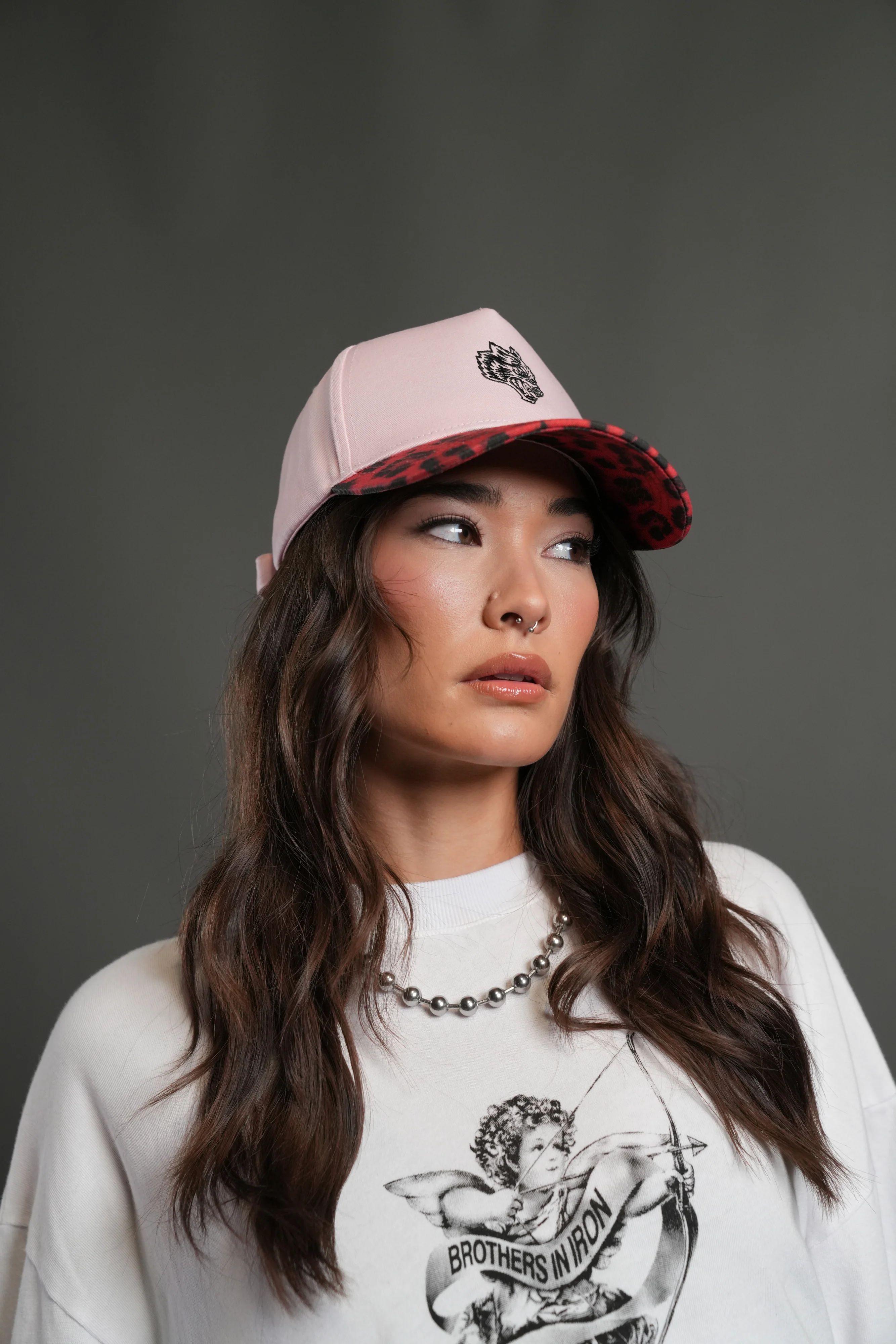 Wolf Head 5 Panel Hat in Cloud Pink/Red Leopard - Image 8