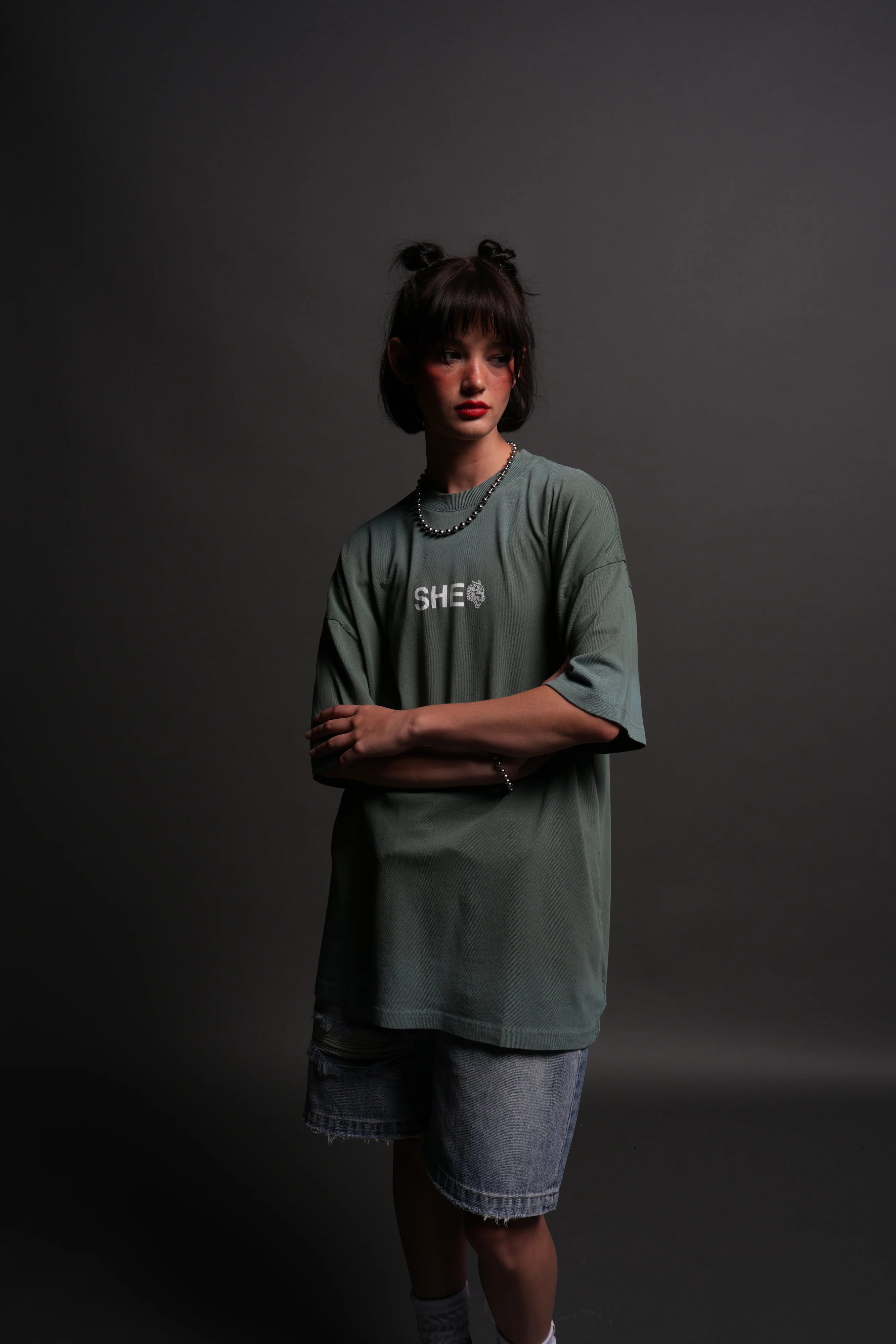 Wolf Head "Pump Cover" Tee in Hunter Green Driftwash