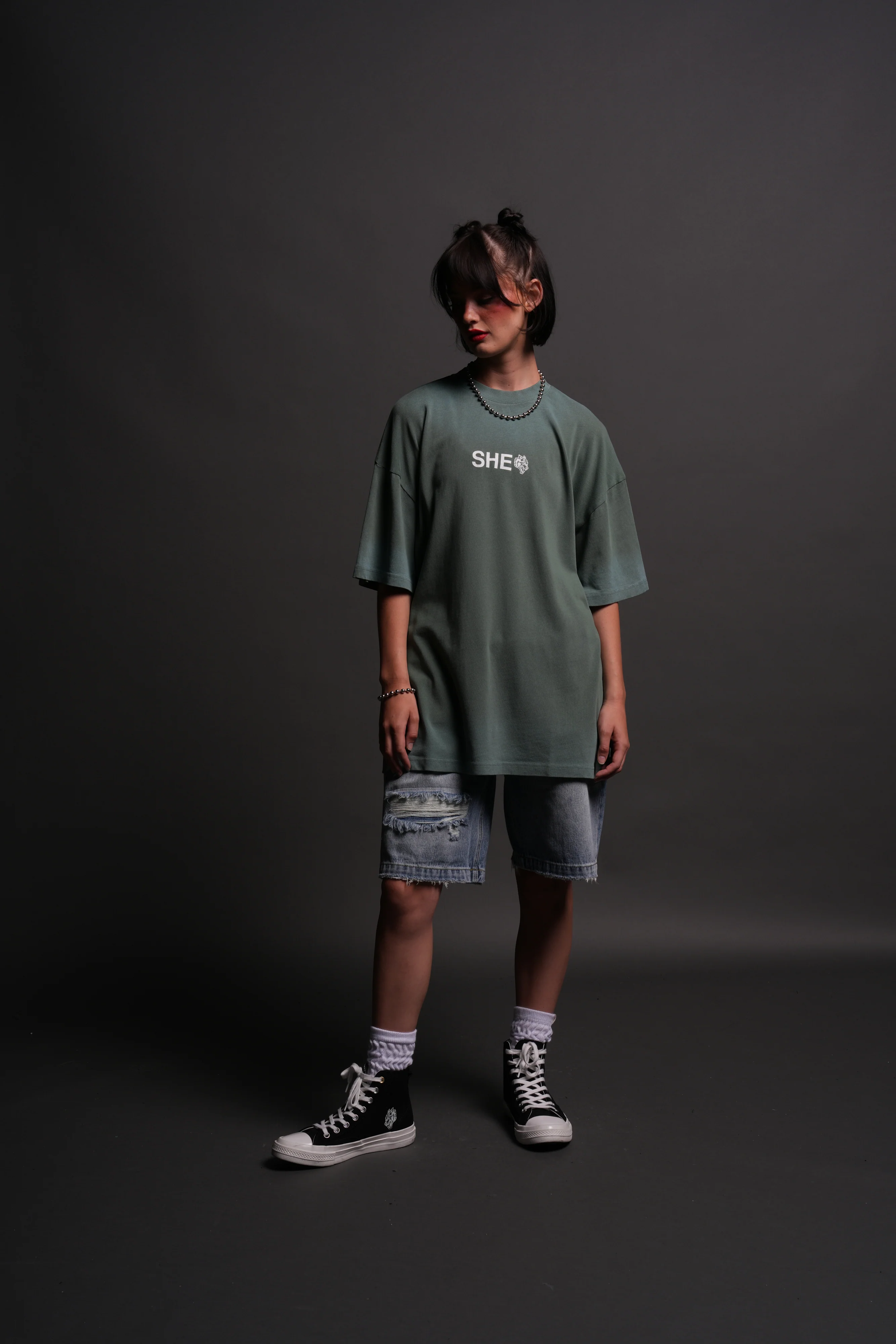 Wolf Head "Pump Cover" Tee in Hunter Green Driftwash - Image 3