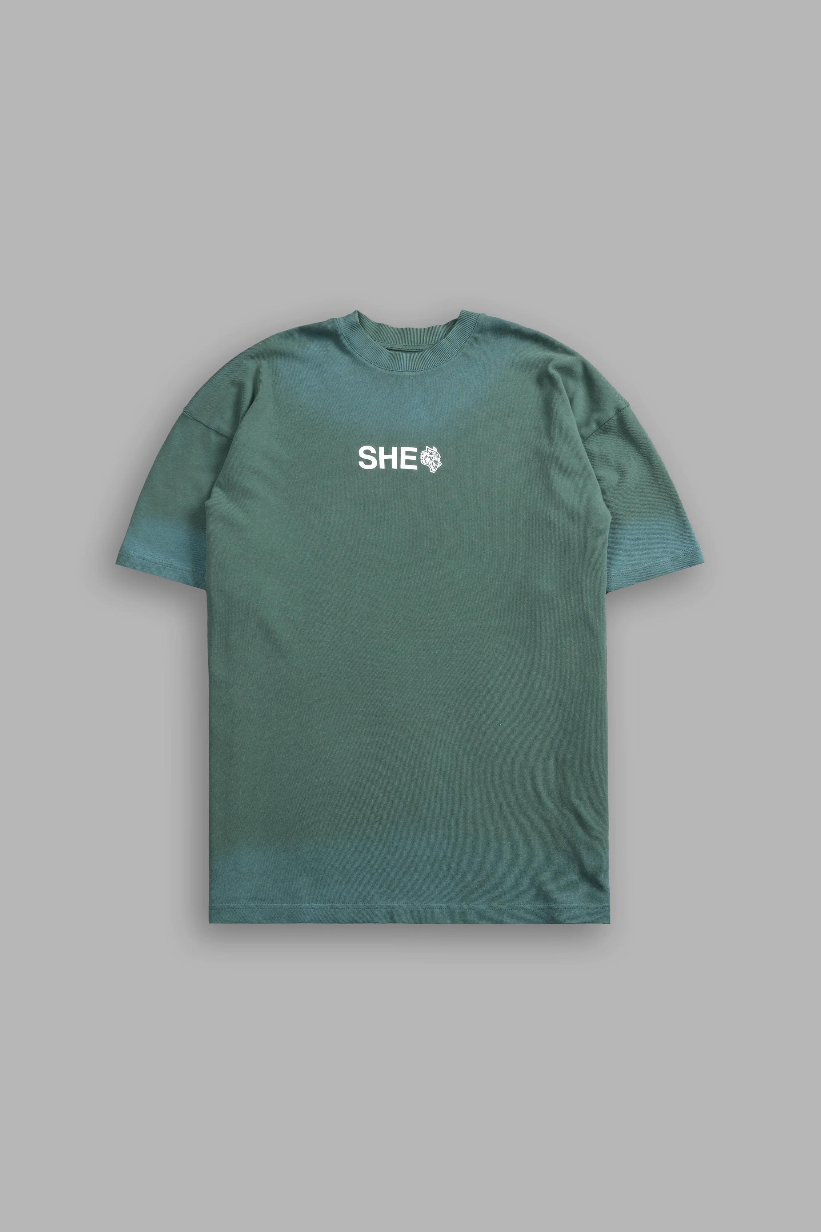 Wolf Head "Pump Cover" Tee in Hunter Green Driftwash - Image 4