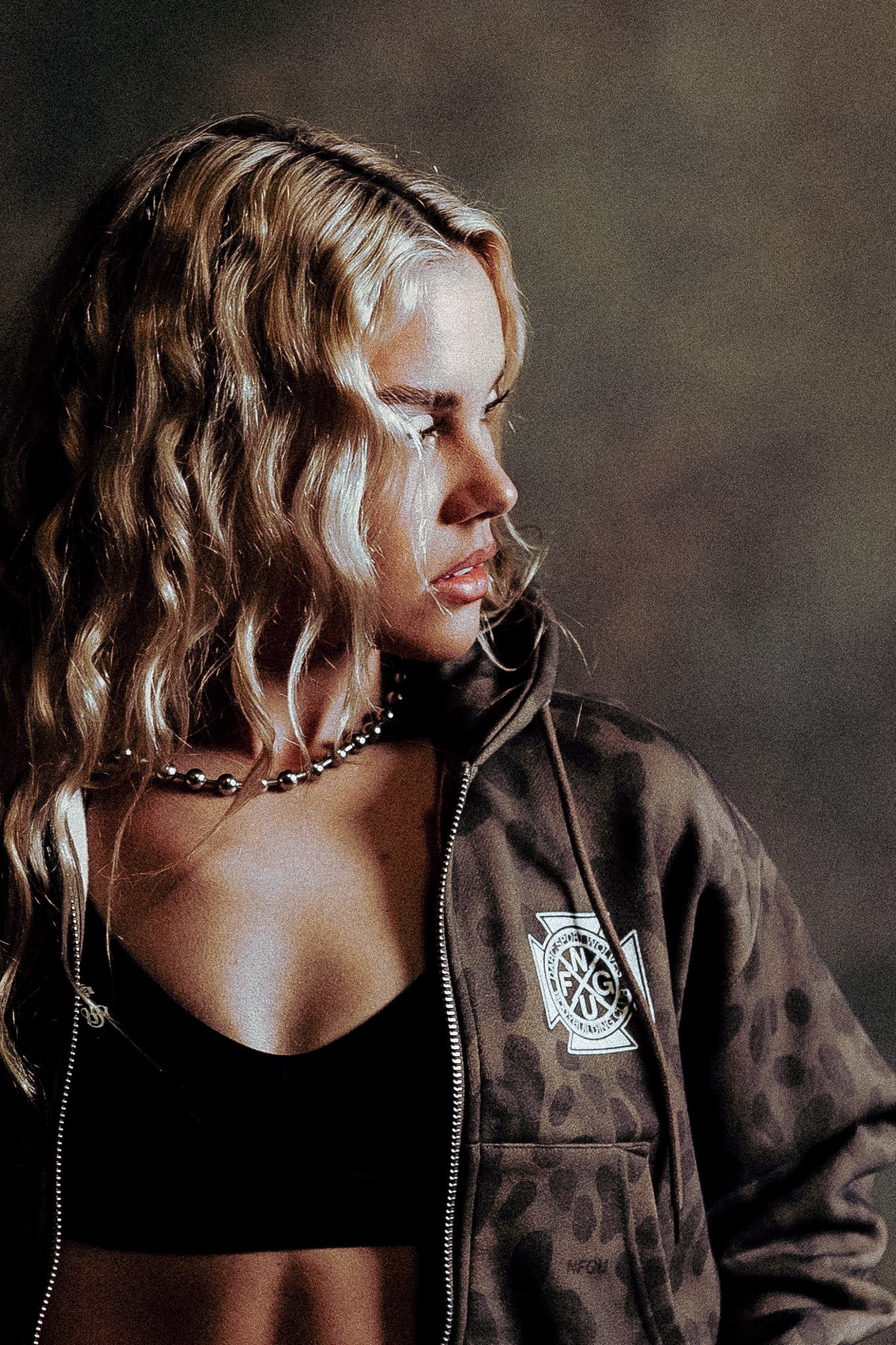 Wolf Iron Cross "Sage" Cropped Zip Hoodie in Celeritas Morte - Image 9