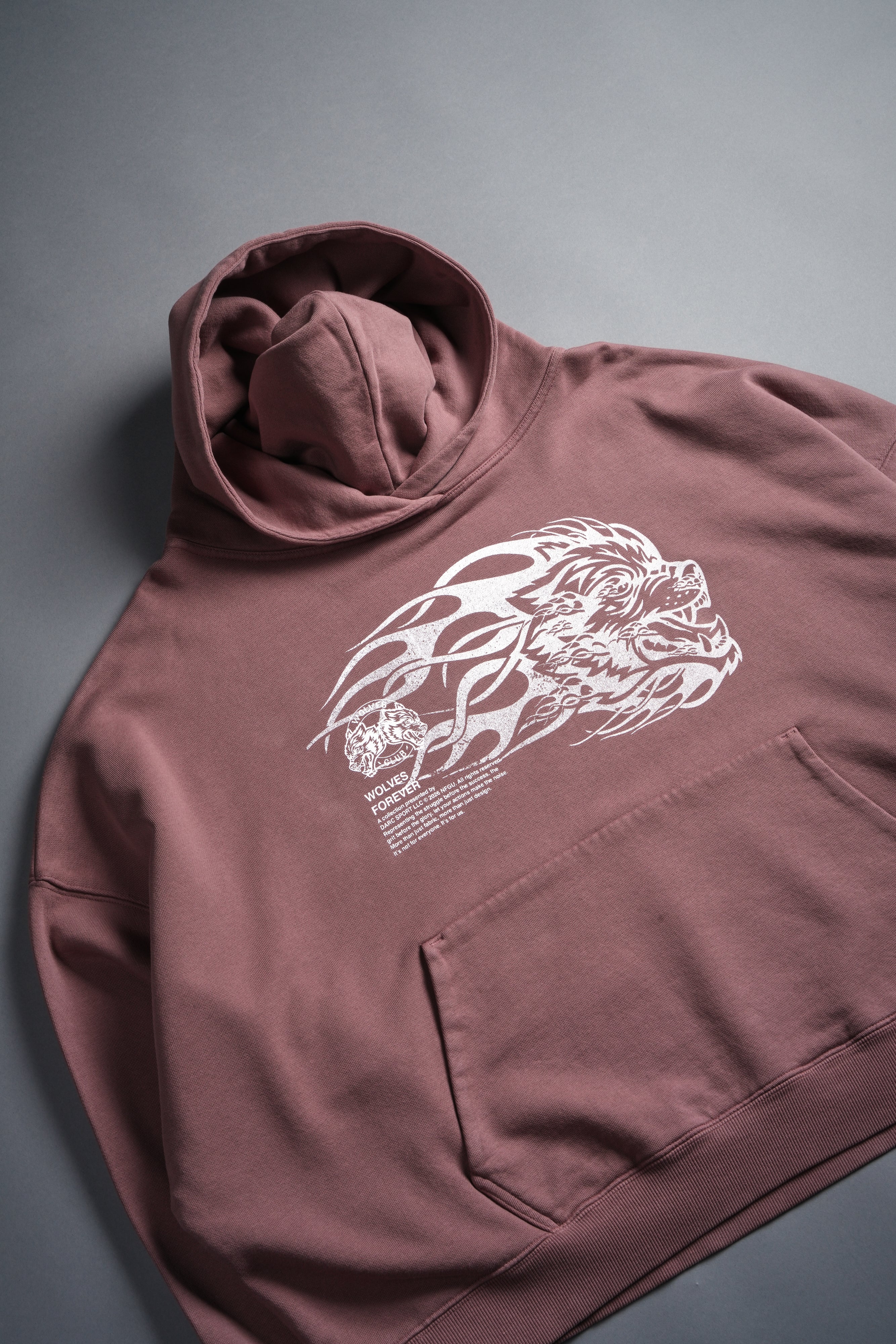 Wolf of the Flame Grunge "Gage Box Cut" Hoodie in Mauve - Image 7