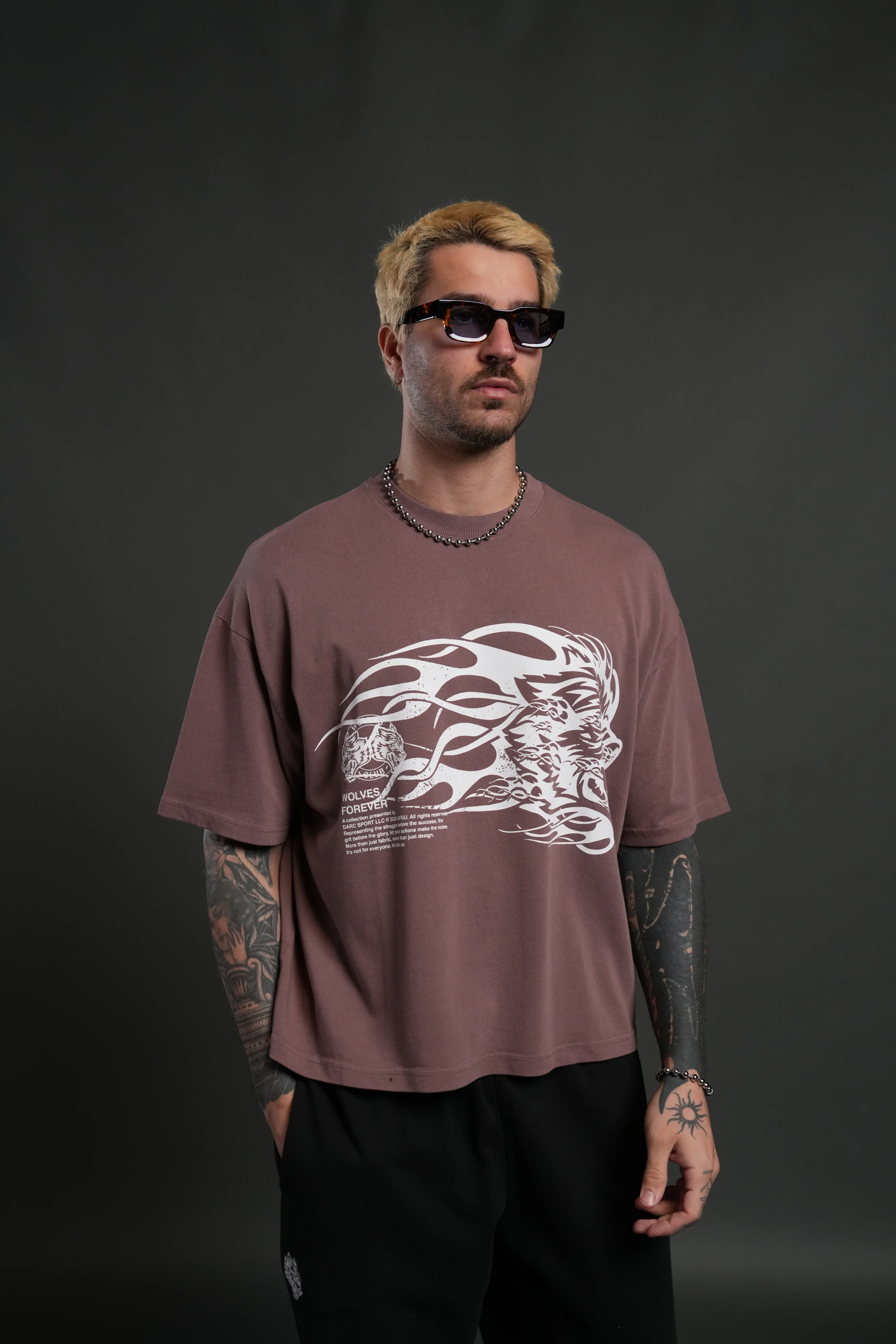 Wolf of the Flame Premium "Box Cut" Tee in Mauve - Image 4
