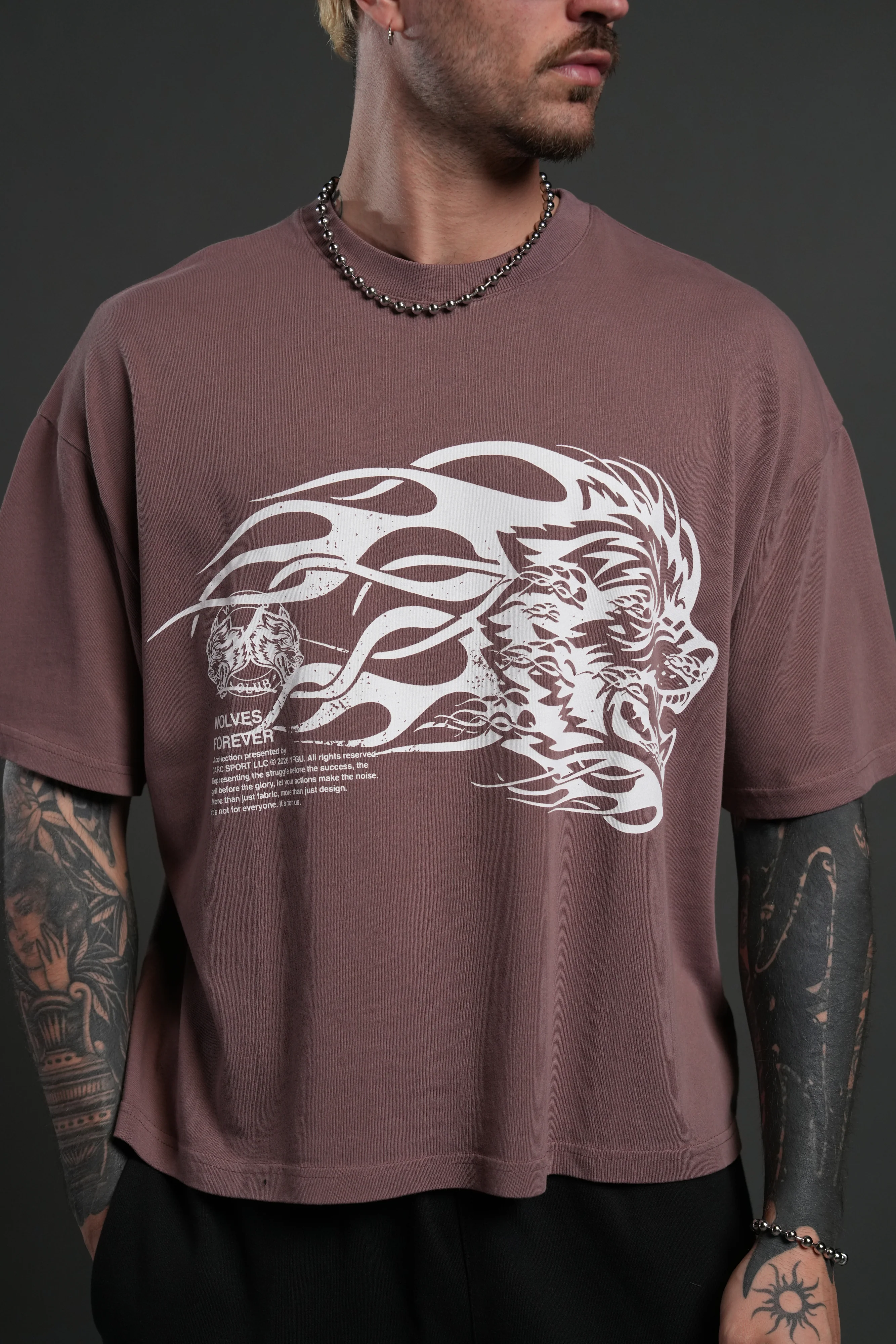 Wolf of the Flame Premium "Box Cut" Tee in Mauve - Image 5