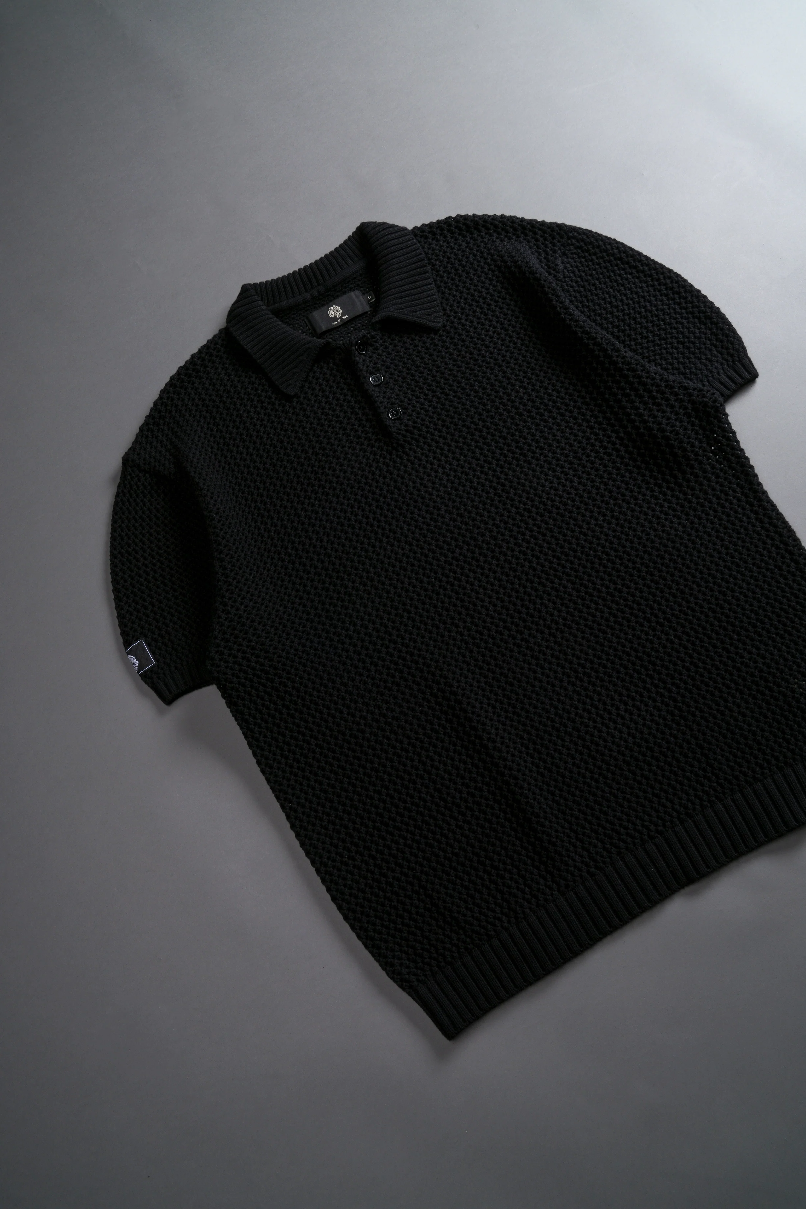 Wolf Patch Claude Knit Polo in Black - Image 10