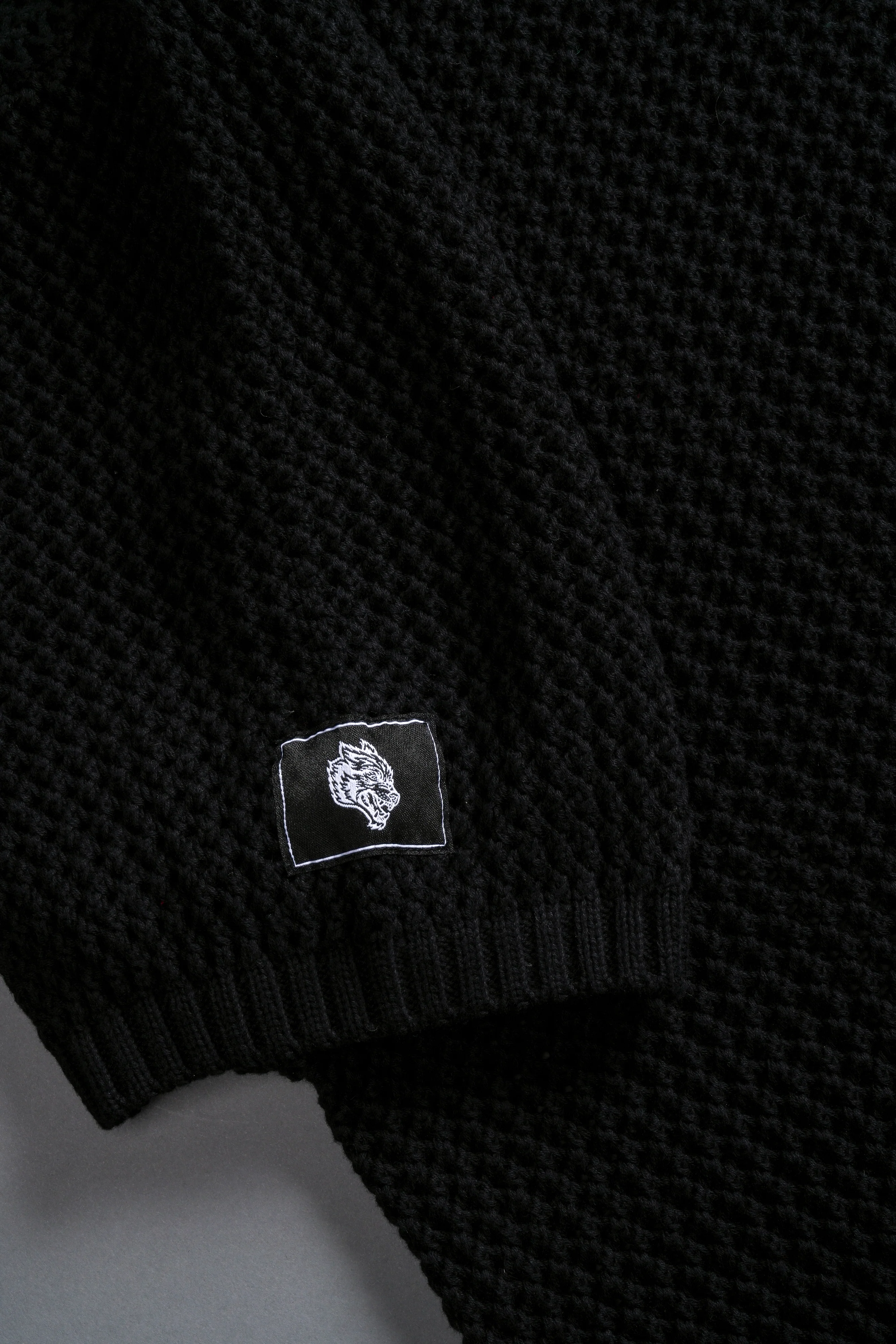 Wolf Patch Claude Knit Polo in Black - Image 6