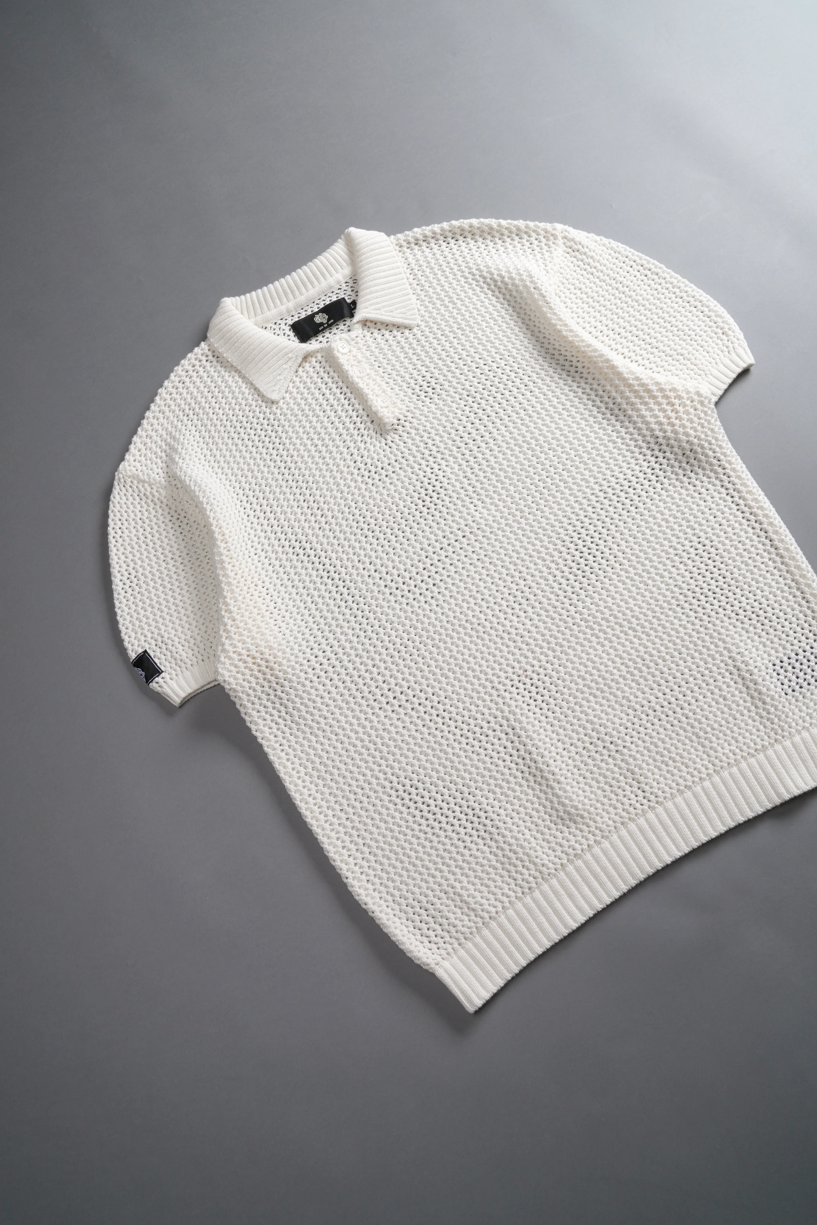 Wolf Patch Claude Knit Polo in Cream - Image 10