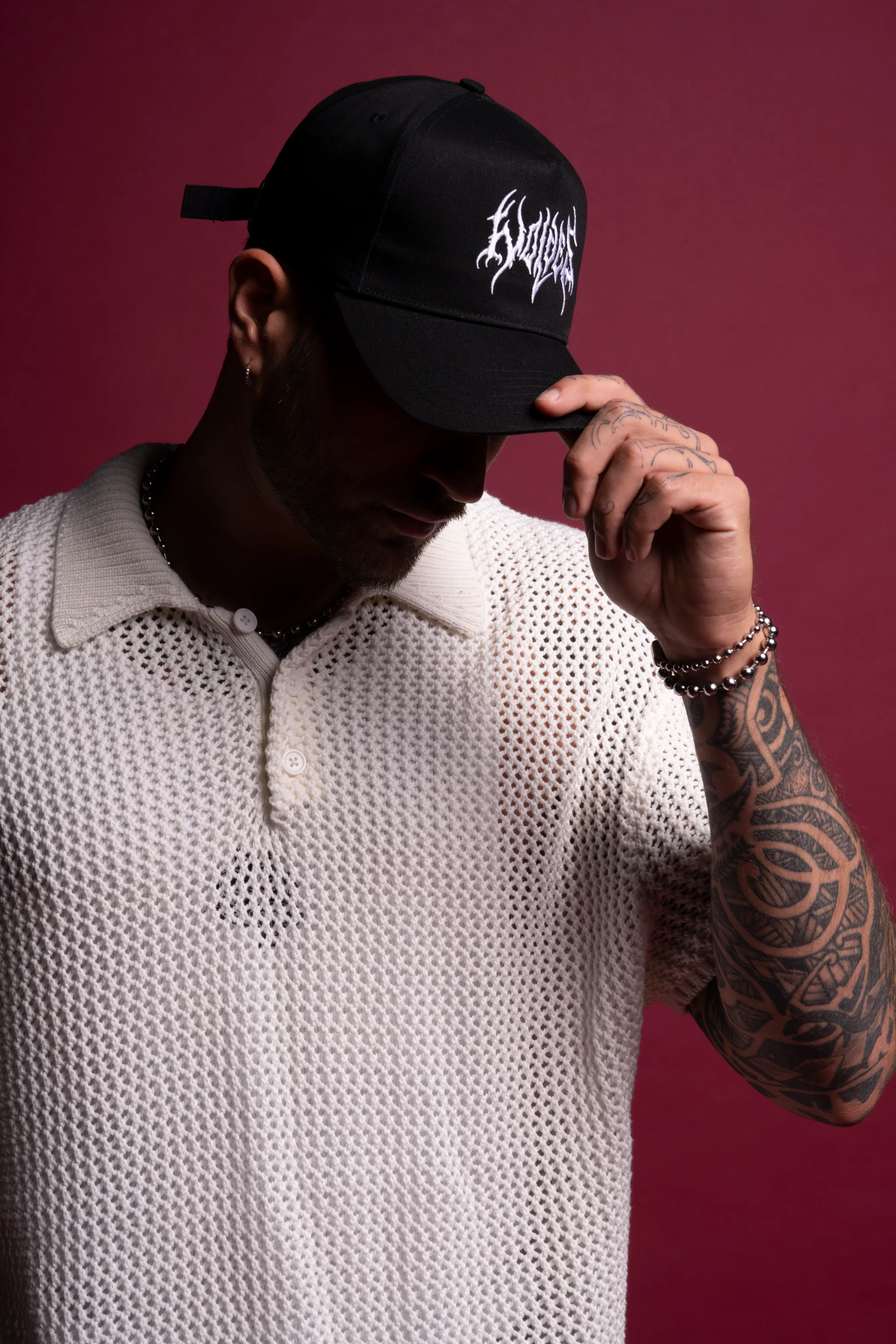 Wolf Patch Claude Knit Polo in Cream - Image 5