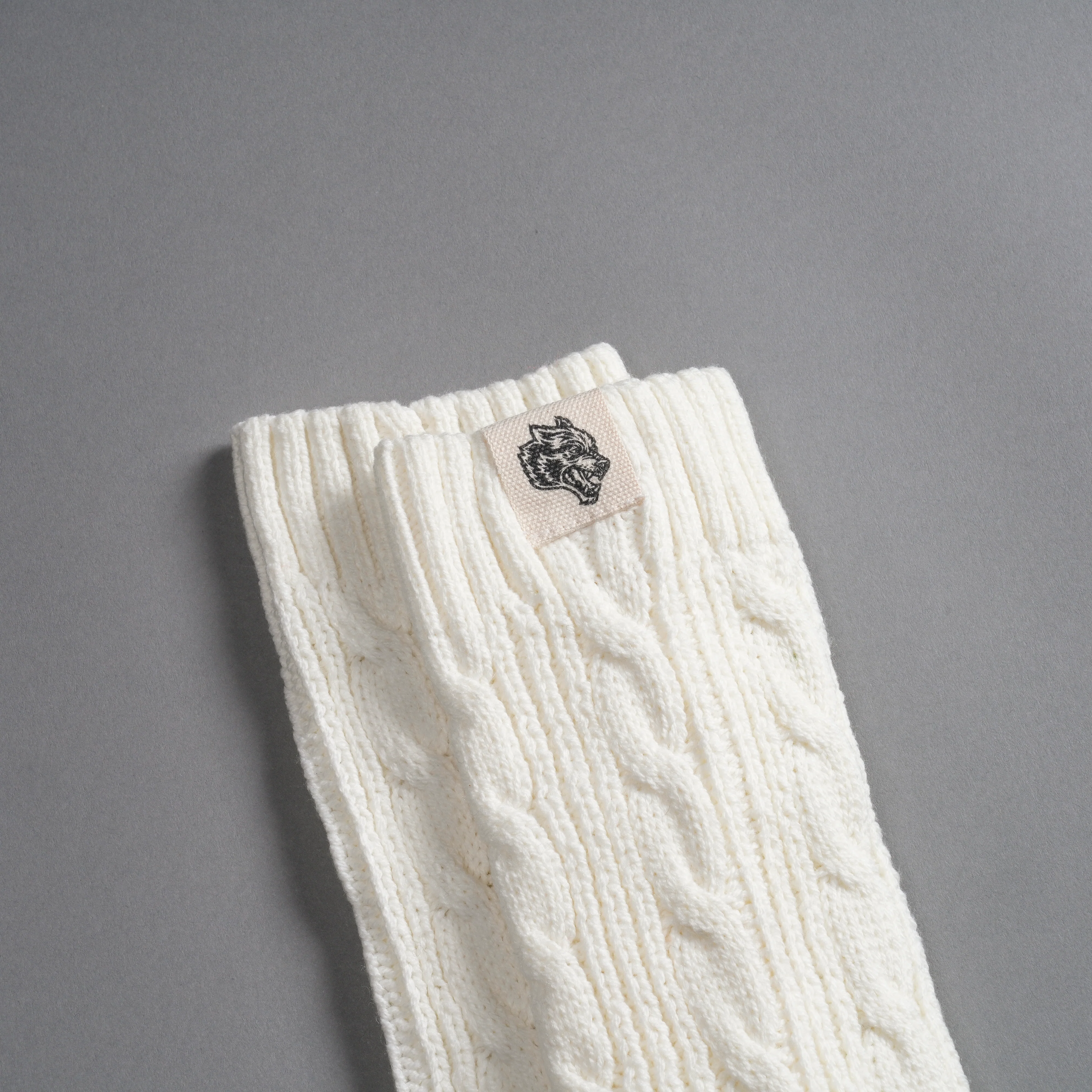 Wolf Patch Evey Socks in Cream - Image 2