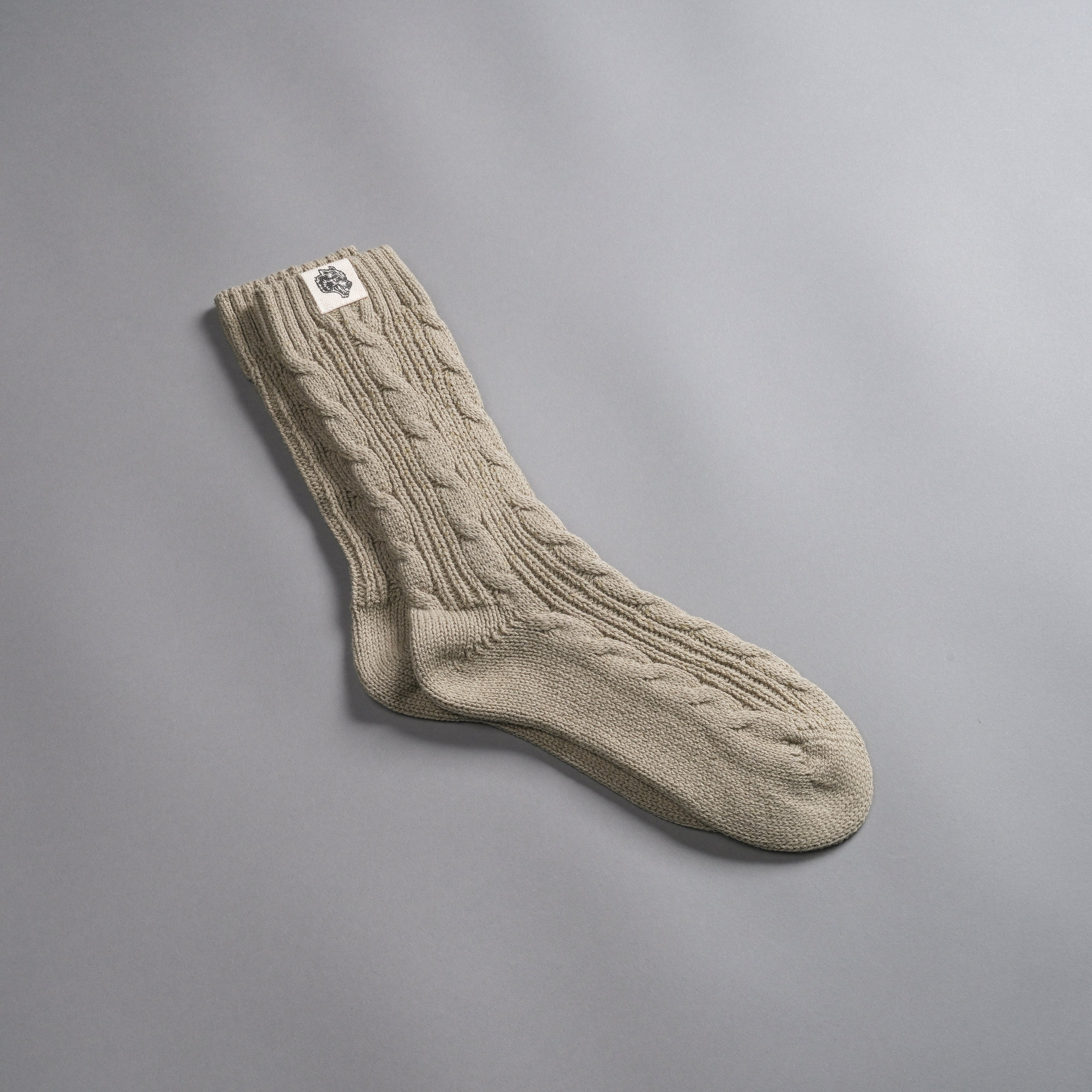 Wolf Patch Evey Socks in Taupe - Image 3