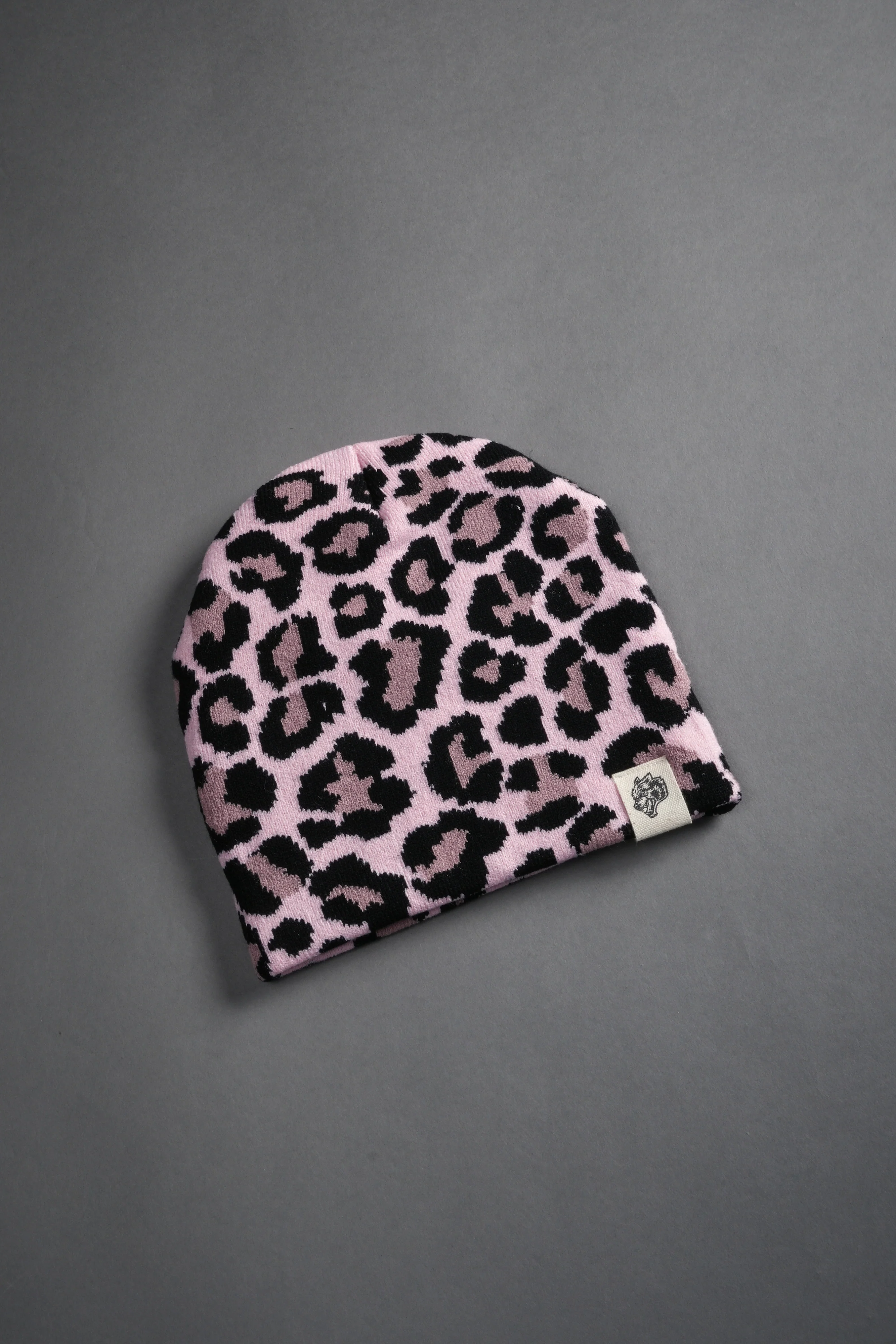 Wolf Patch V2 Cap Beanie in Cloud Pink Leopard - Image 5