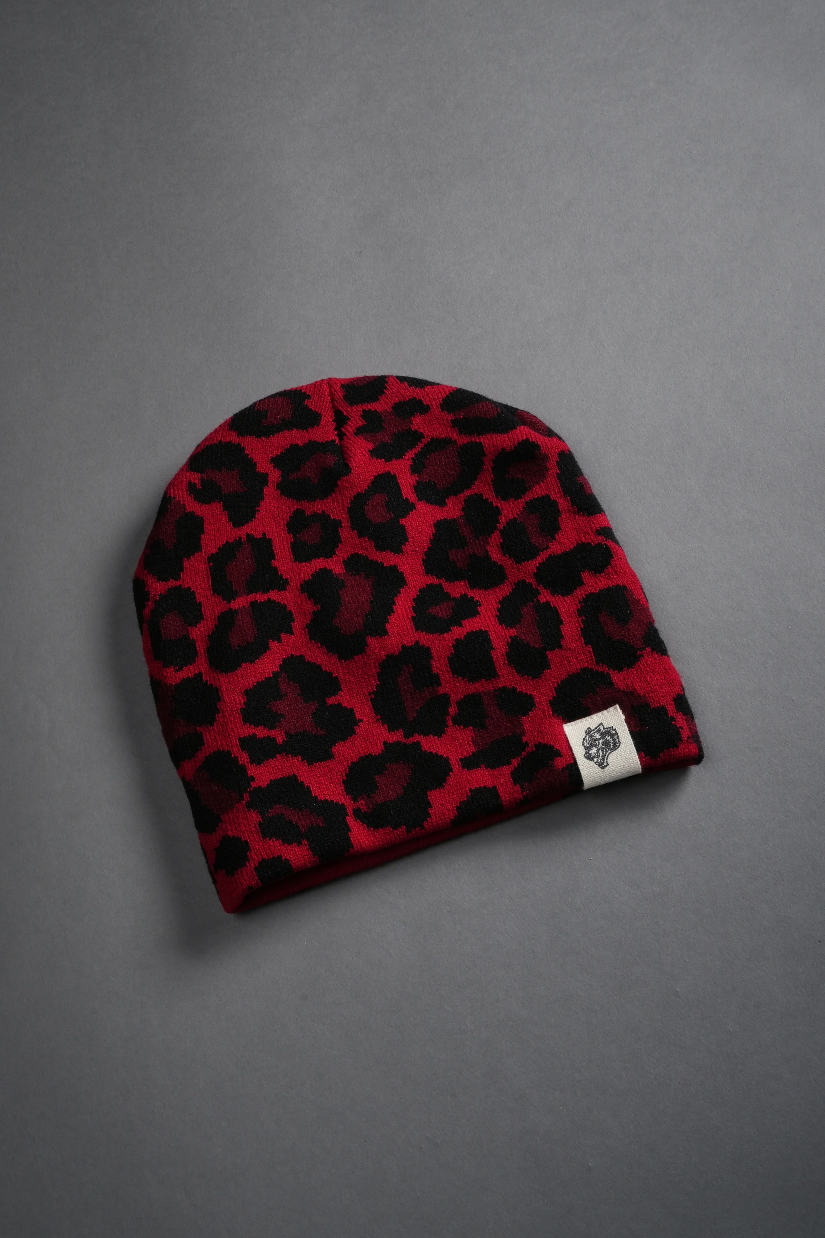 Wolf Patch V2 Cap Beanie in Red Leopard - Image 7