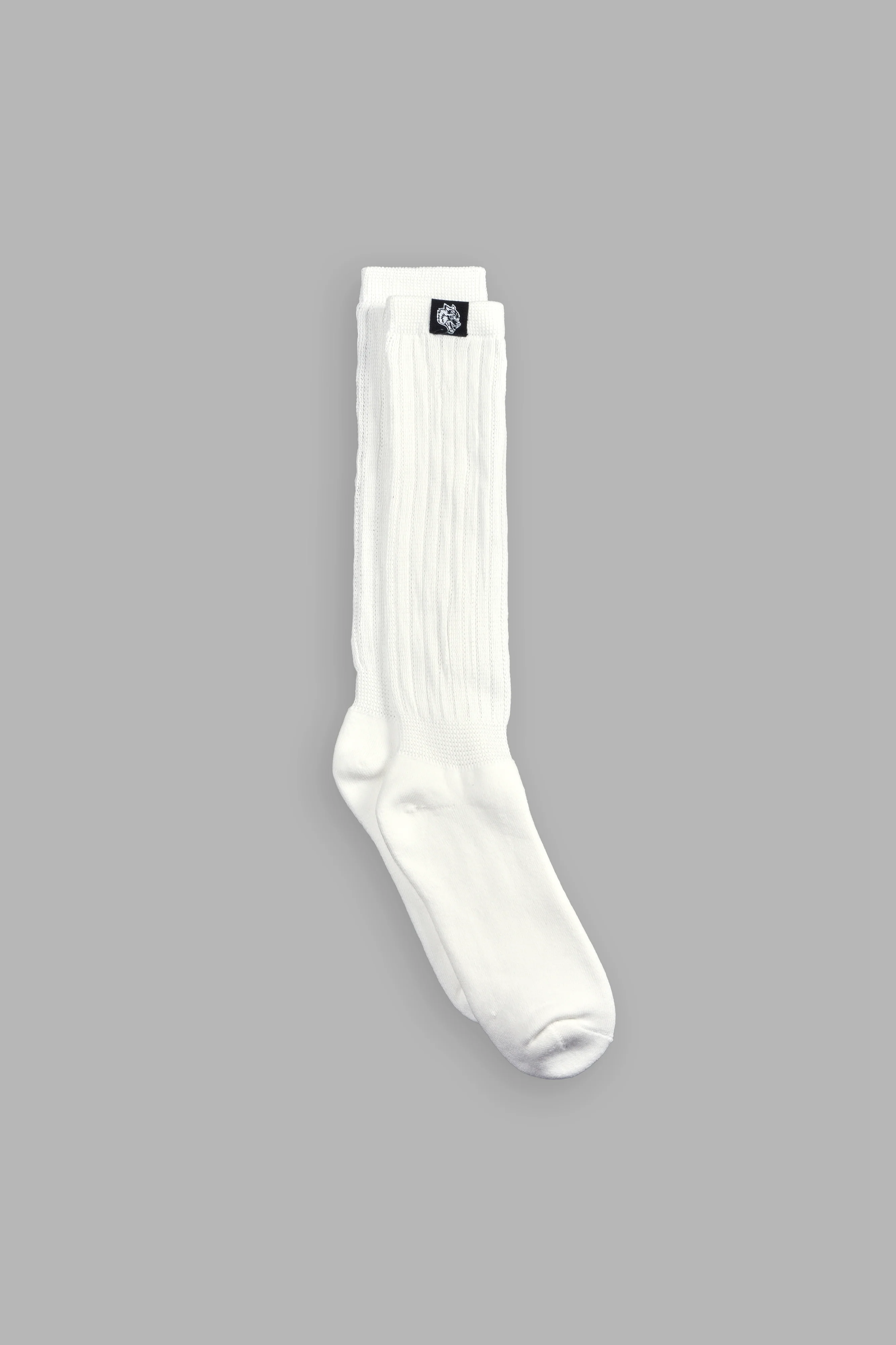 Wolf Patch V2 High Rise Comfy Socks in Cream