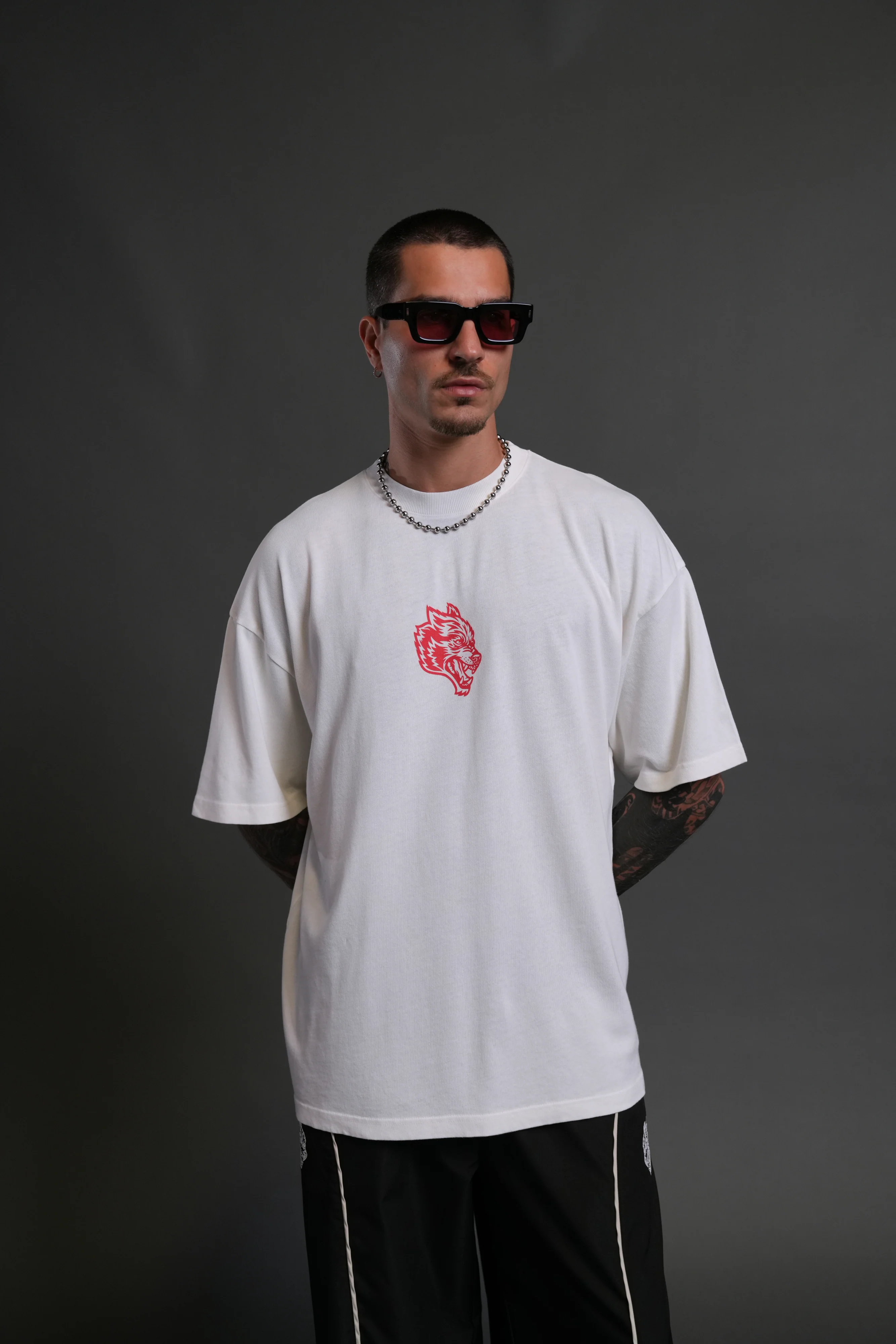 Wolves Club FRVR Unisex "Premium" Oversized Tee in Cream - Image 2