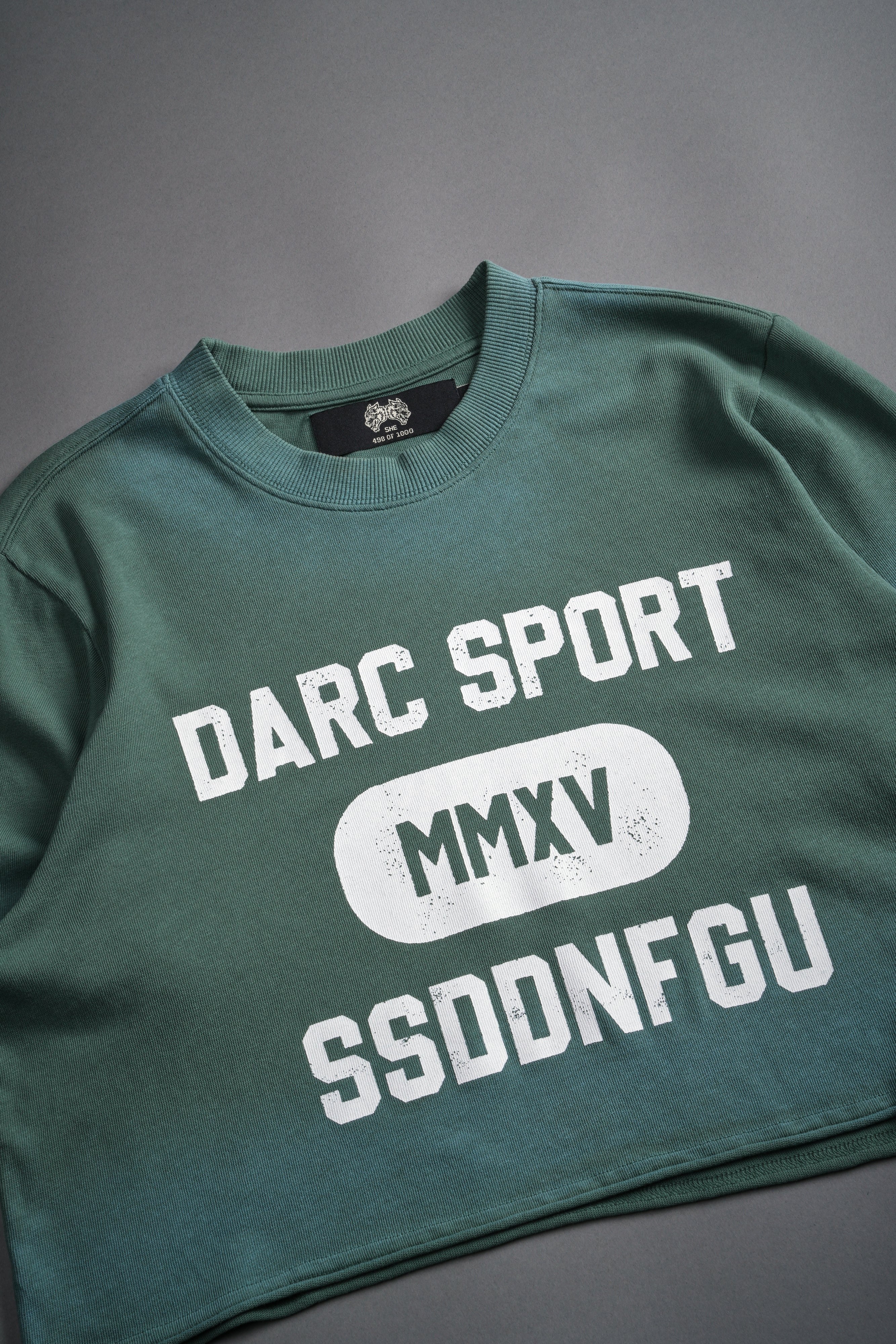 Wolves Forever "Premium" (Cropped) Tee in Hunter Green Driftwash - Image 6