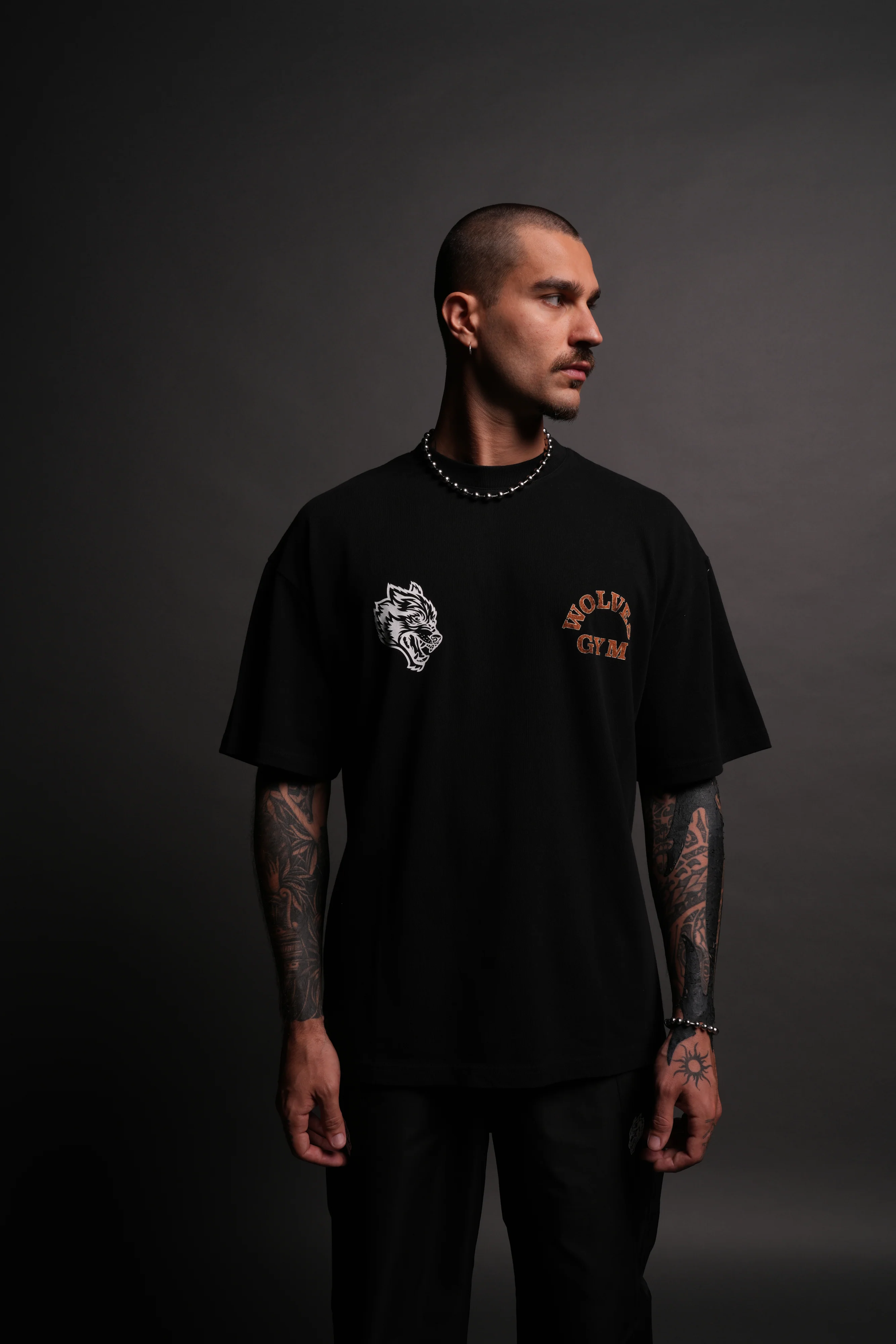 Wolves Gym V2 "Premium" Oversized Tee in Black - Image 2