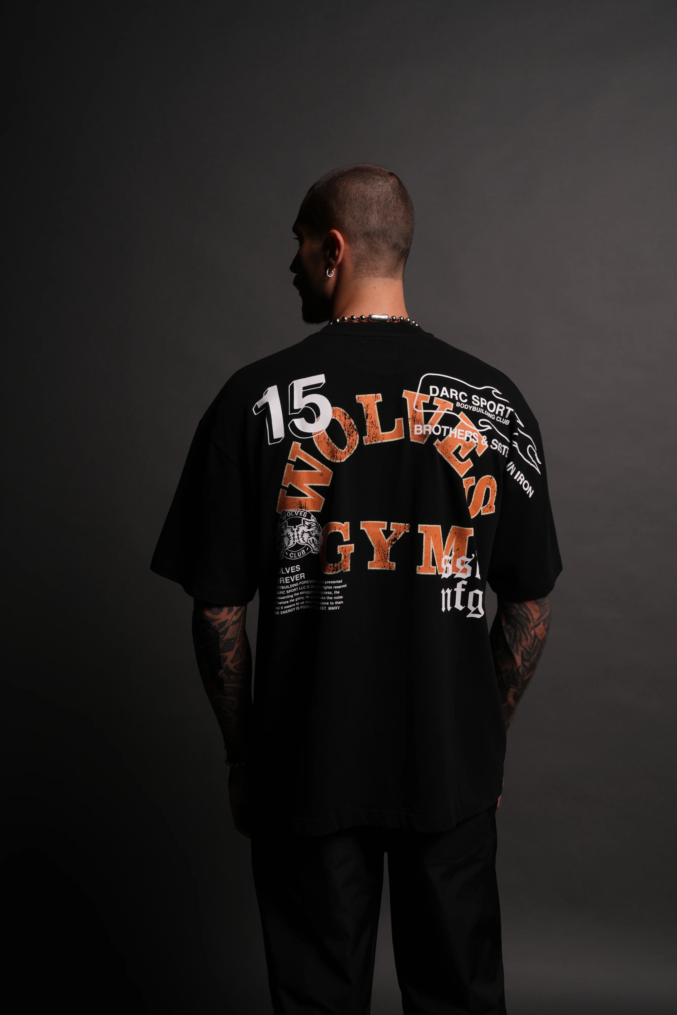 Wolves Gym V2 "Premium" Oversized Tee in Black - Image 4