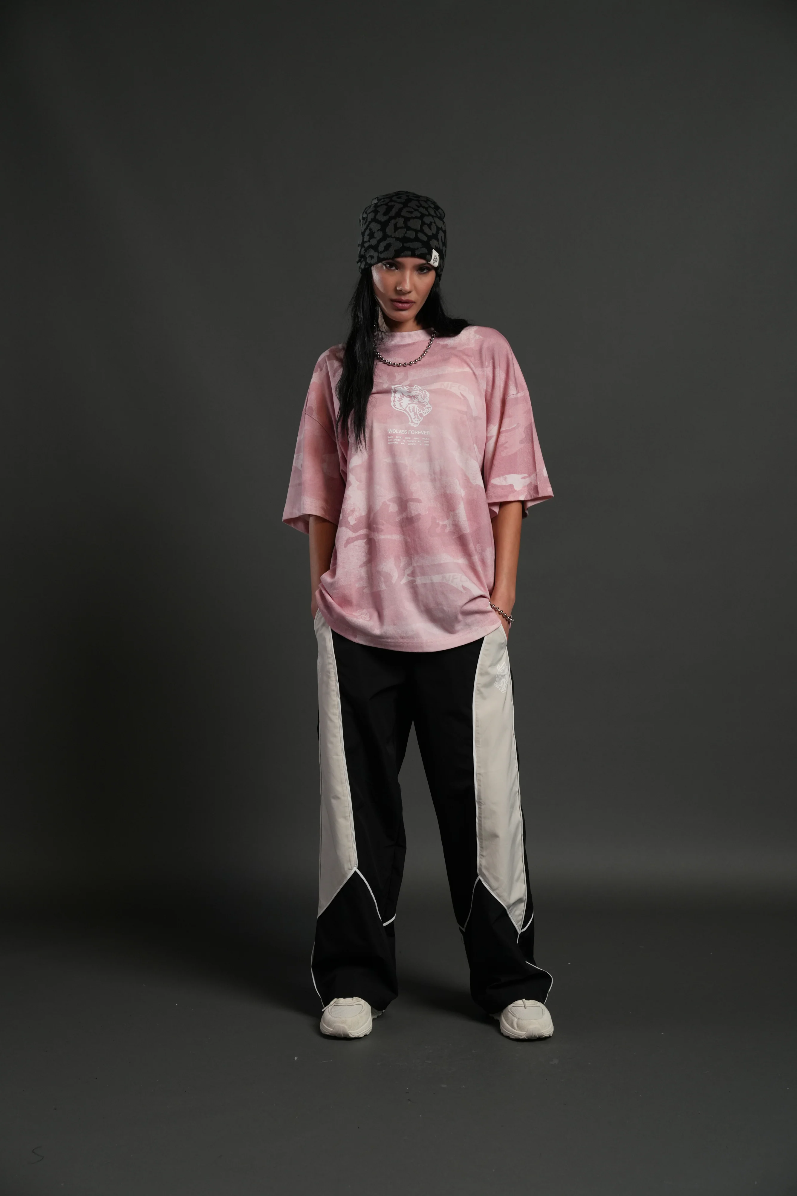 Wolves Have Your Back Unisex "Premium" Oversized Tee in Blush Vintage Woodland Camo - Image 5