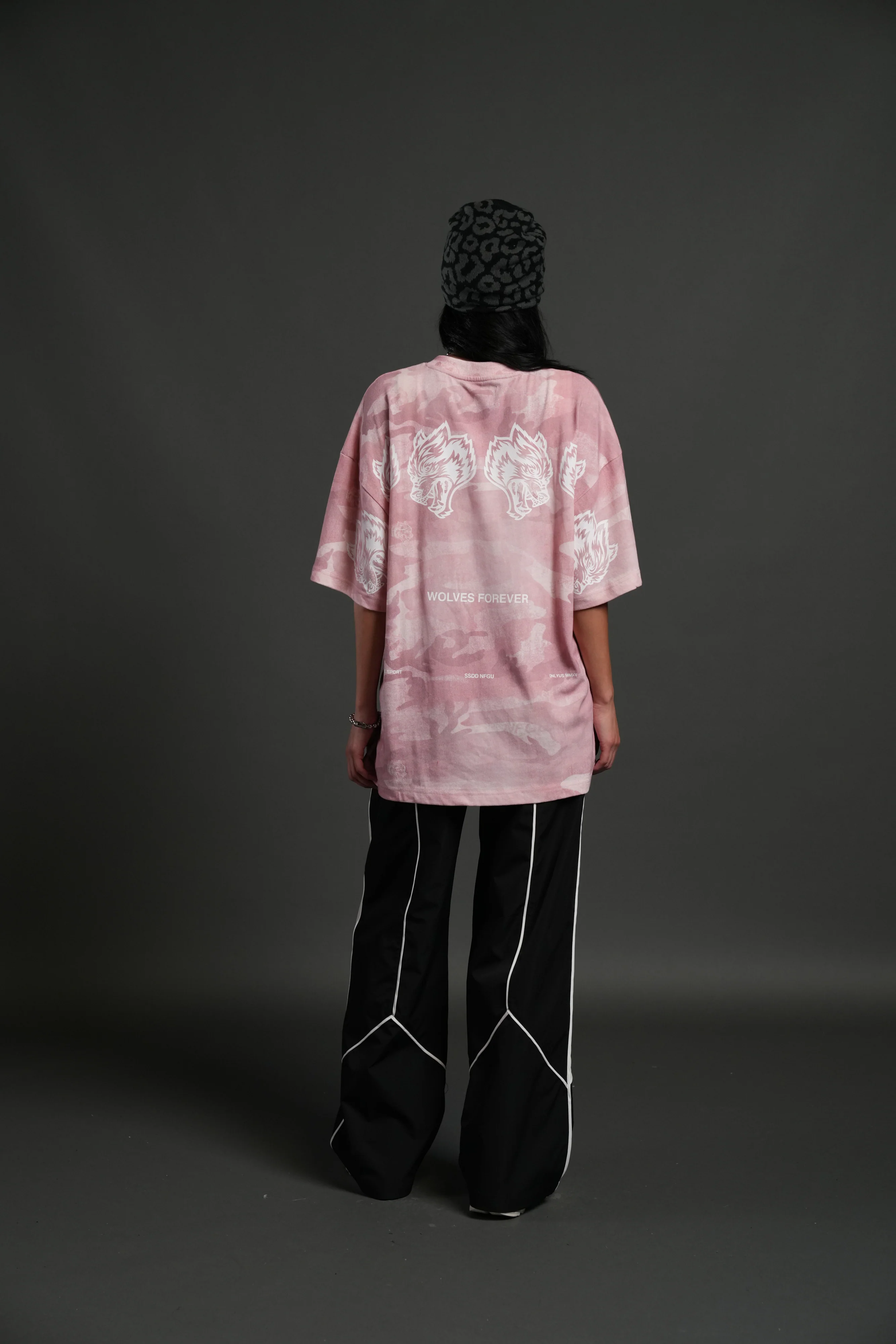 Wolves Have Your Back Unisex "Premium" Oversized Tee in Blush Vintage Woodland Camo - Image 6