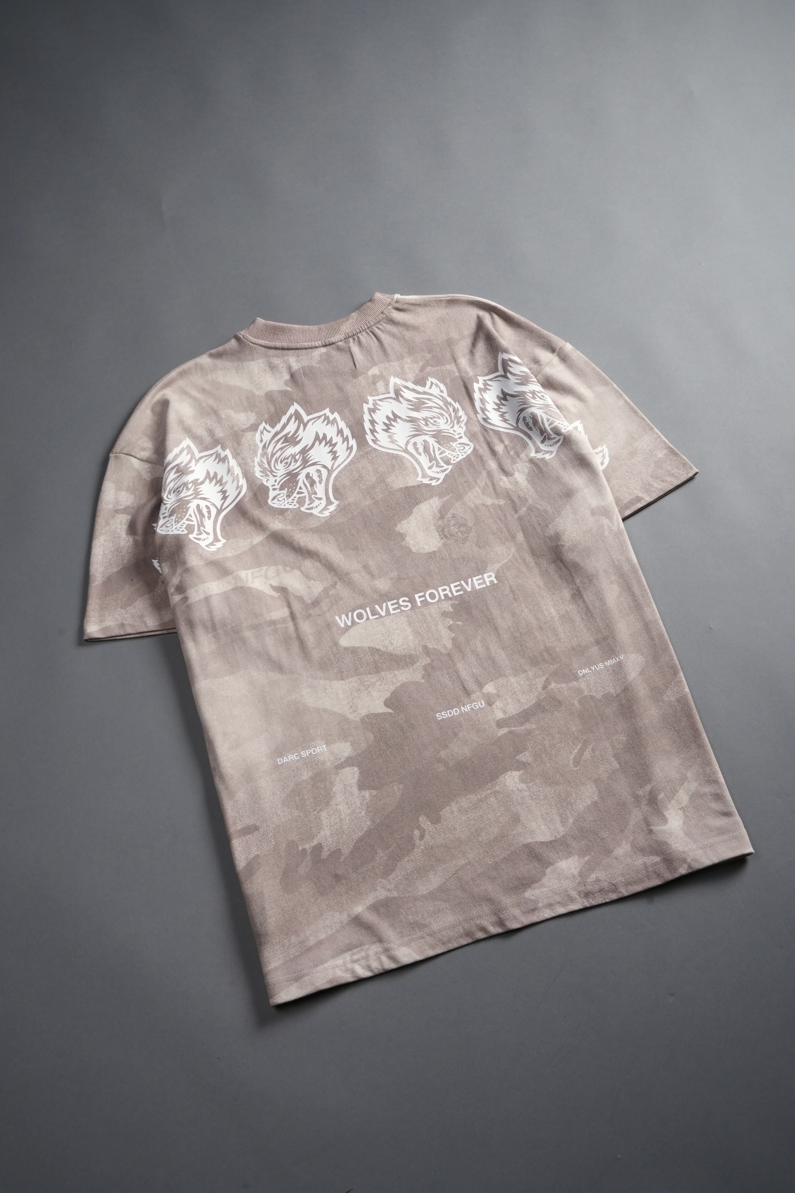 Wolves Have Your Back Unisex "Premium" Oversized Tee in Clay Vintage Woodland Camo - Image 12