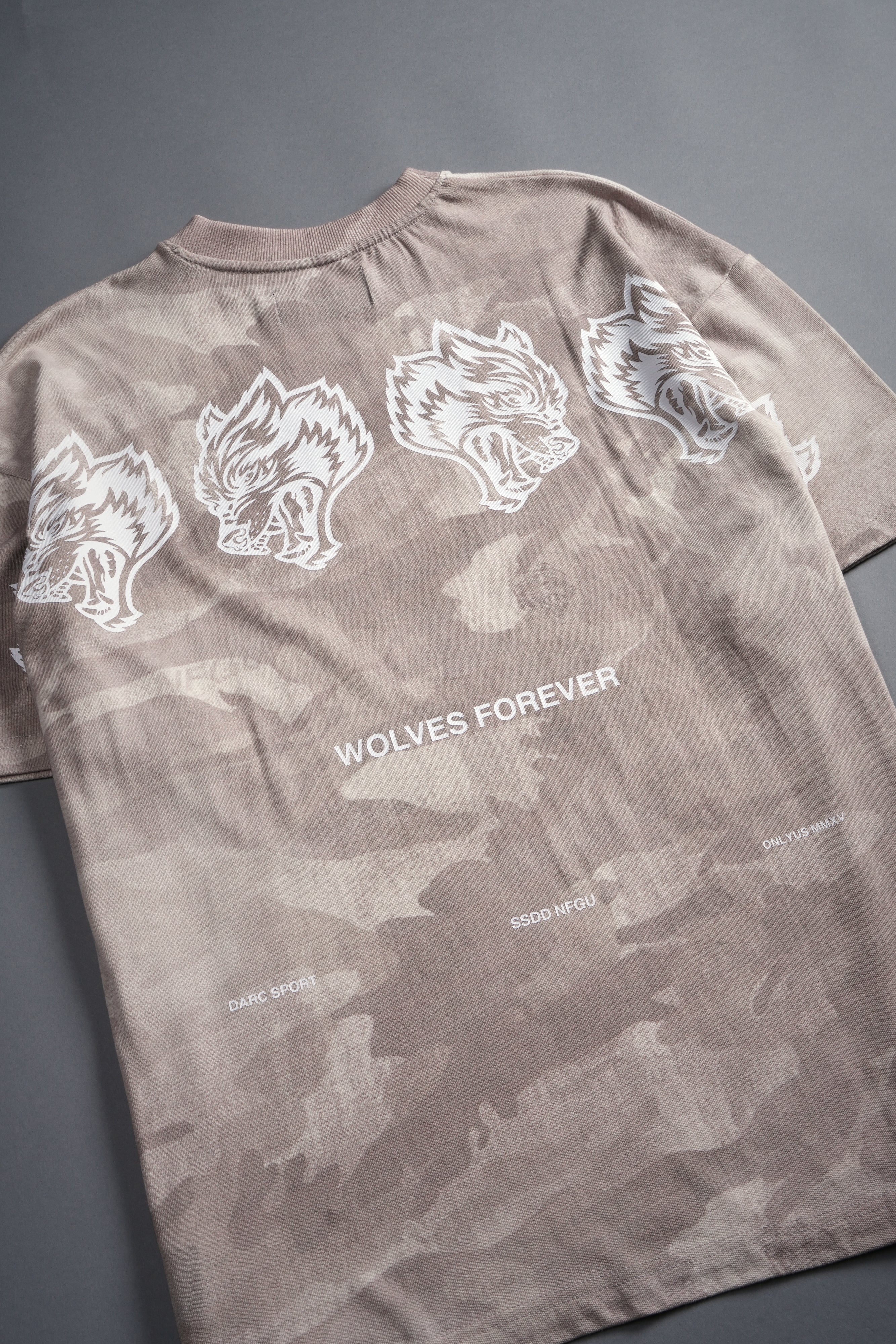 Wolves Have Your Back Unisex "Premium" Oversized Tee in Clay Vintage Woodland Camo - Image 13