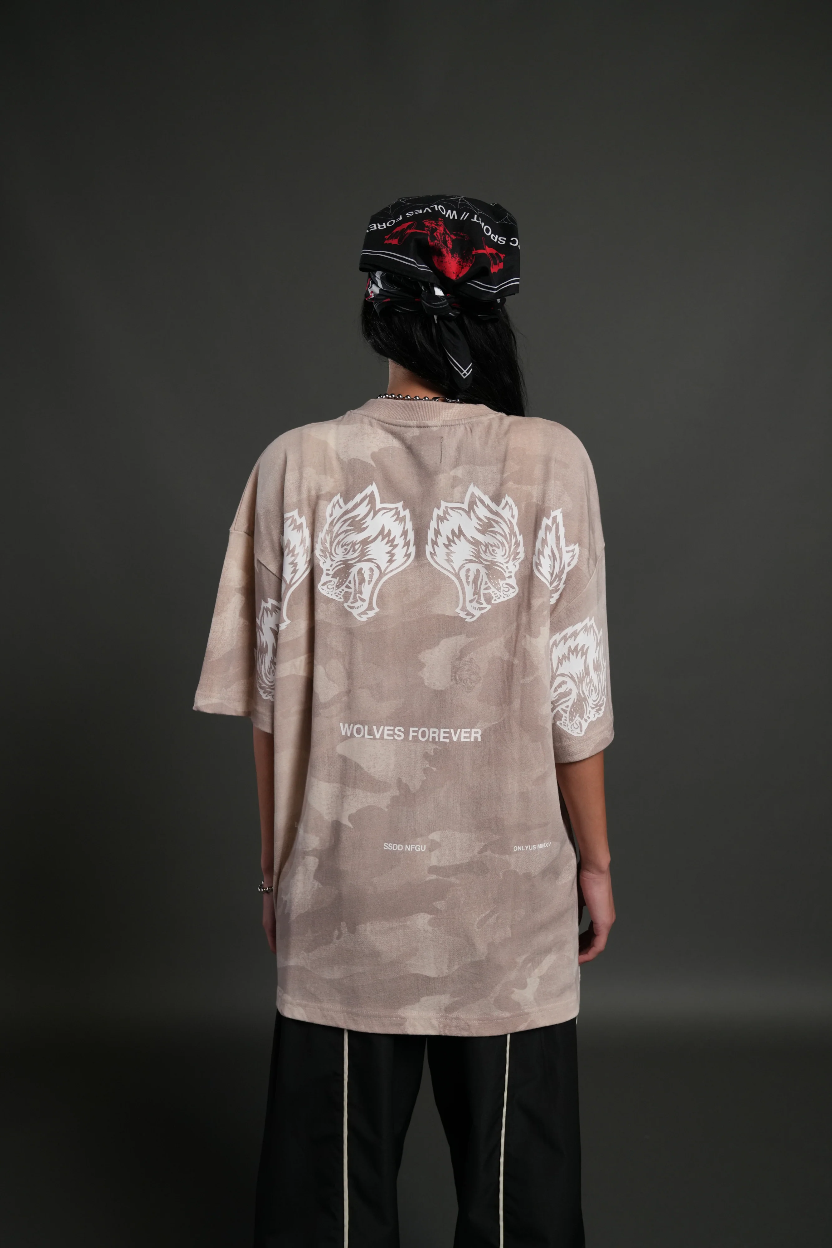 Wolves Have Your Back Unisex "Premium" Oversized Tee in Clay Vintage Woodland Camo - Image 8