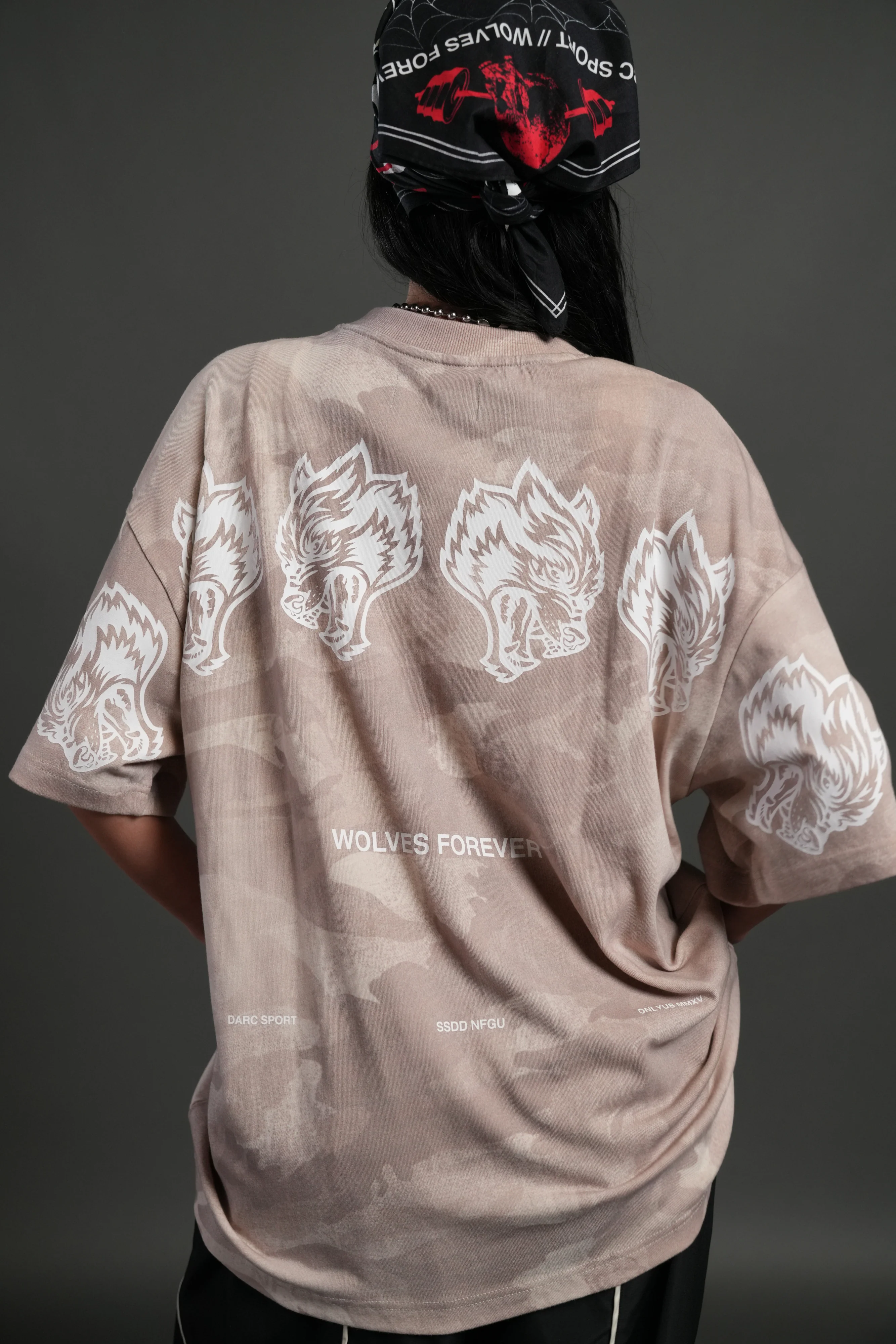 Wolves Have Your Back Unisex "Premium" Oversized Tee in Clay Vintage Woodland Camo - Image 9
