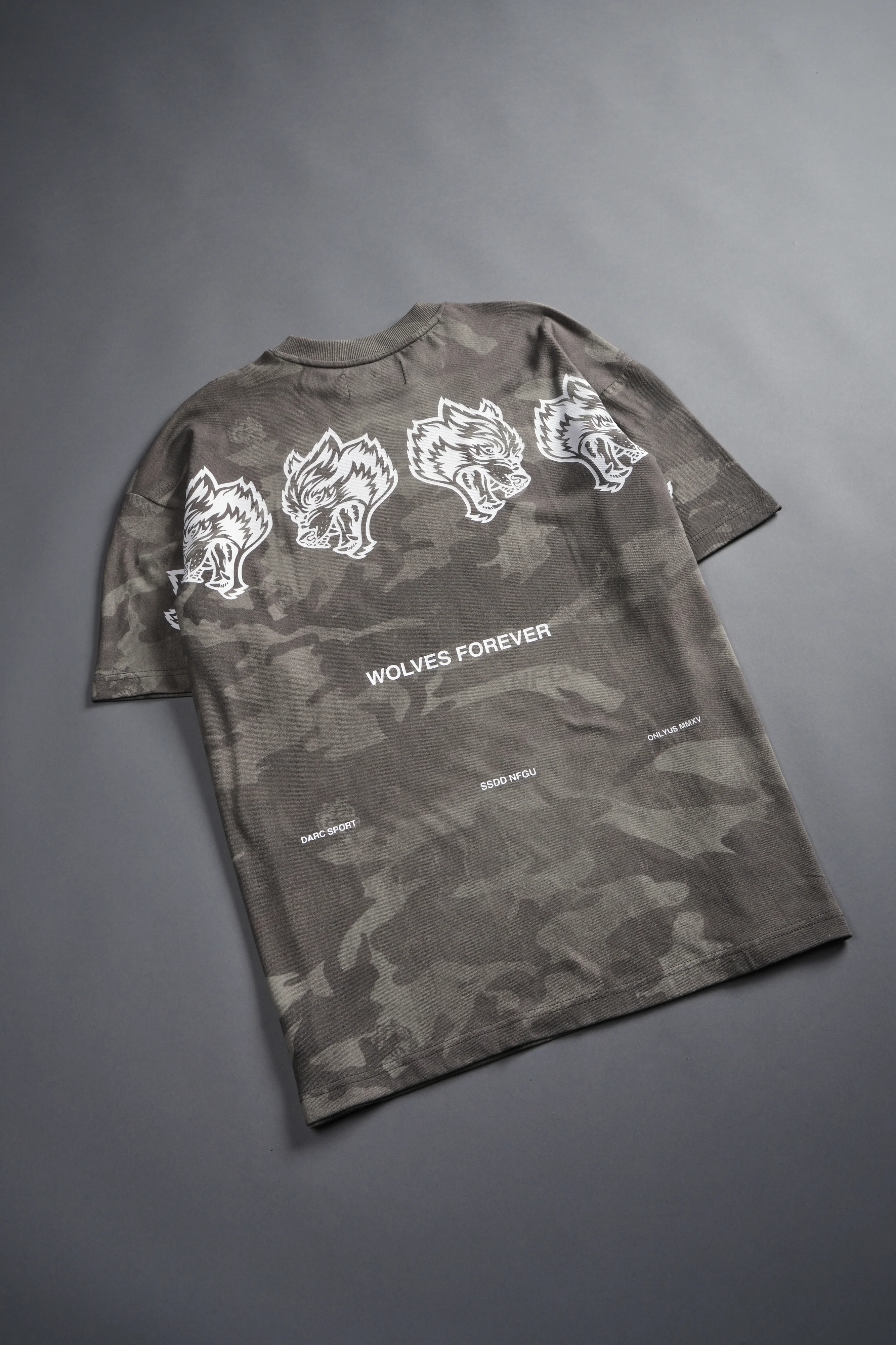 Wolves Have Your Back Unisex "Premium" Oversized Tee in Lush Vintage Woodland Camo - Image 14