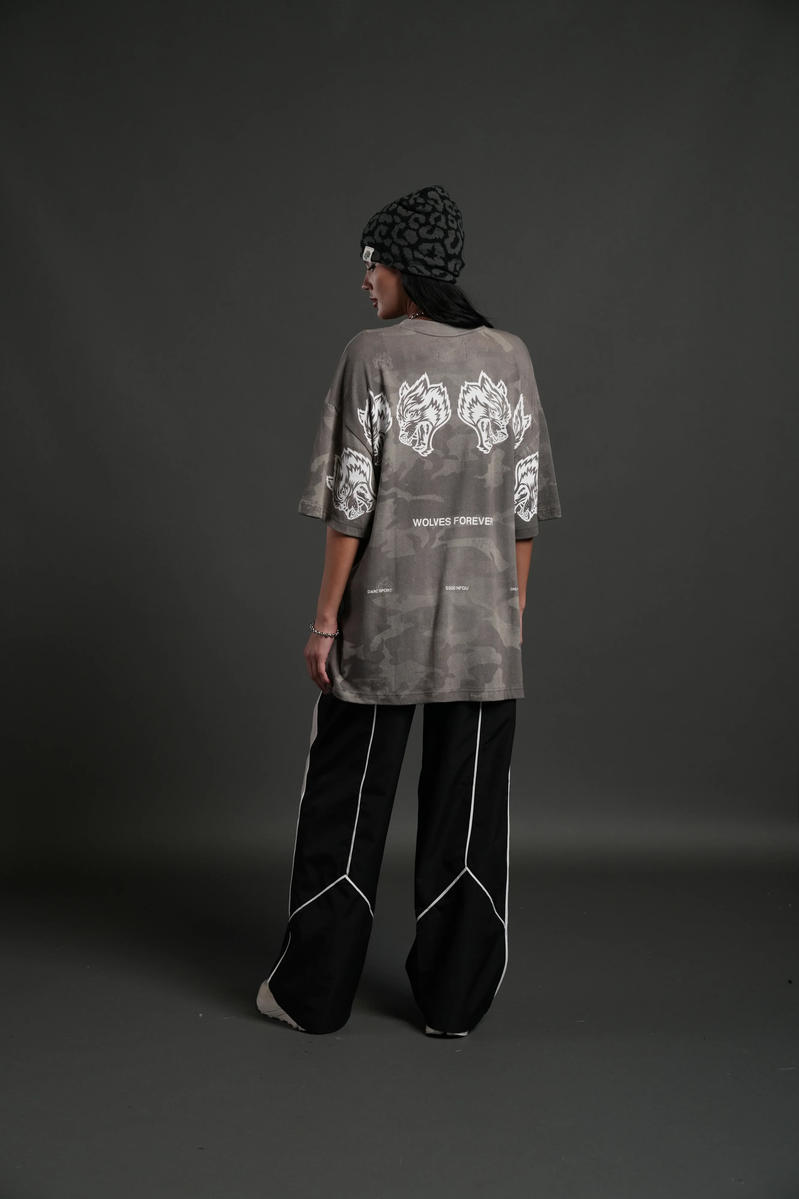 Wolves Have Your Back Unisex "Premium" Oversized Tee in Lush Vintage Woodland Camo - Image 6
