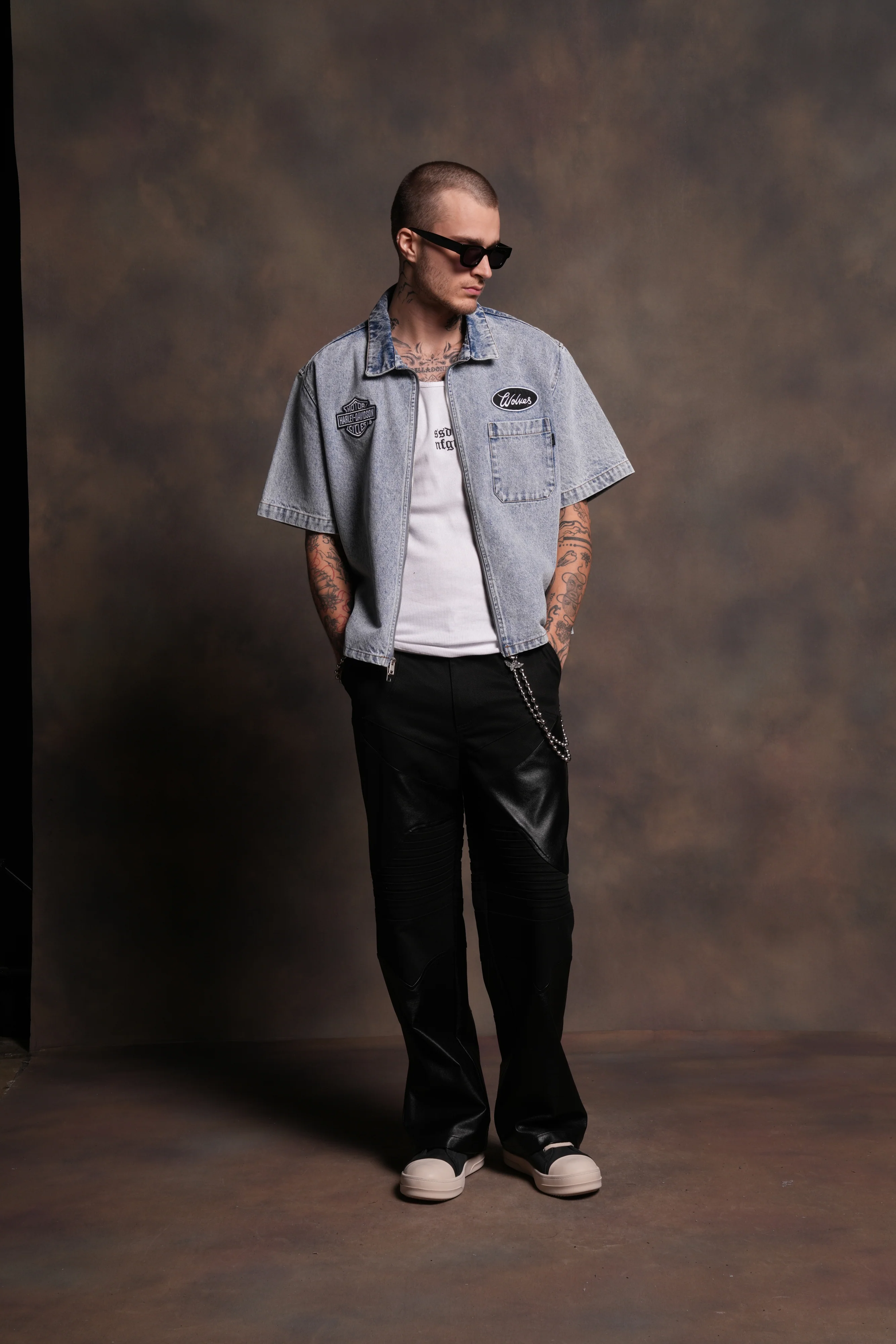 Wolves Ride Denim Vince Shirt in Light Wash - Image 6