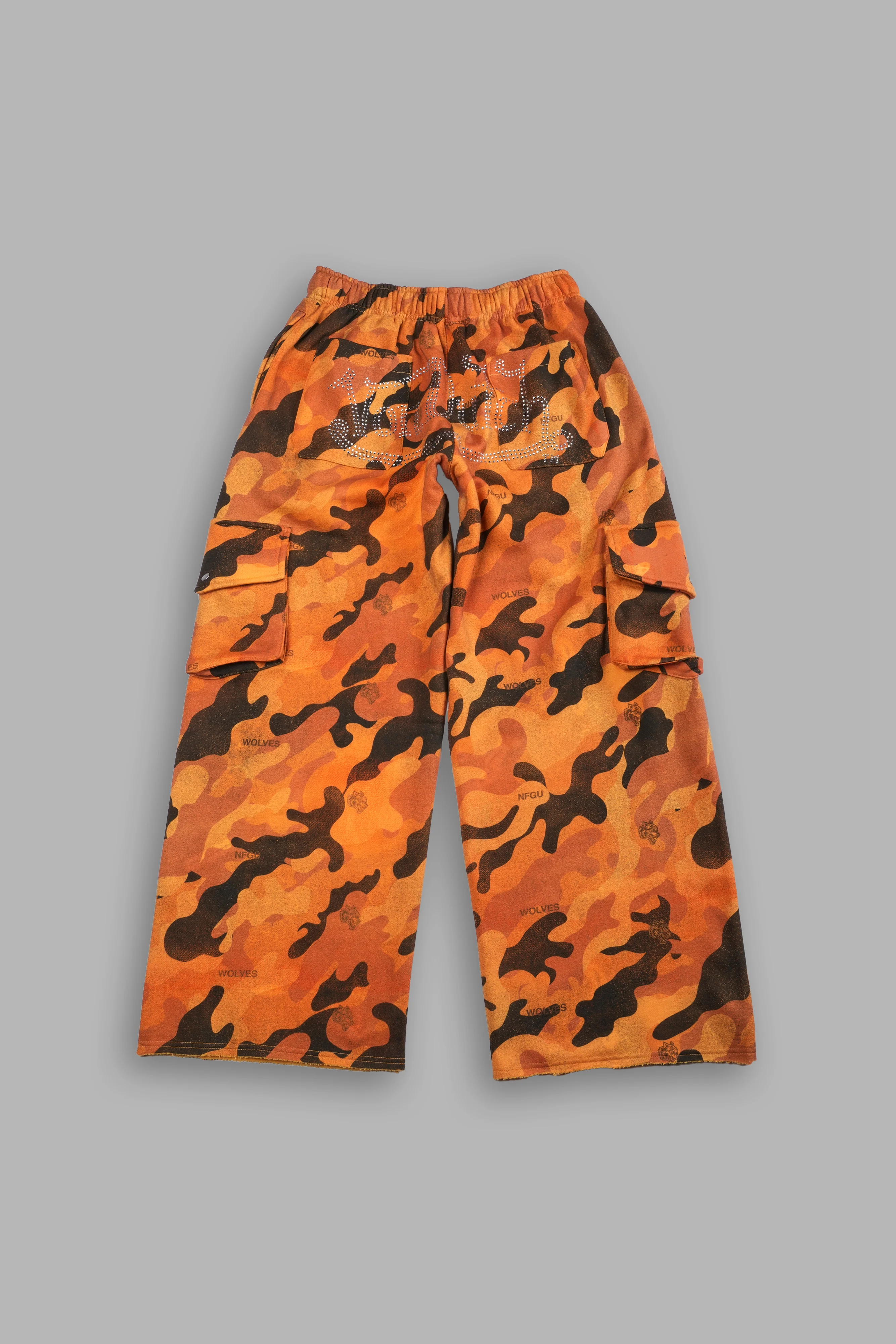 Y2Kulture Durst Cargo Sweats in DSVD Orange Camo - Image 6